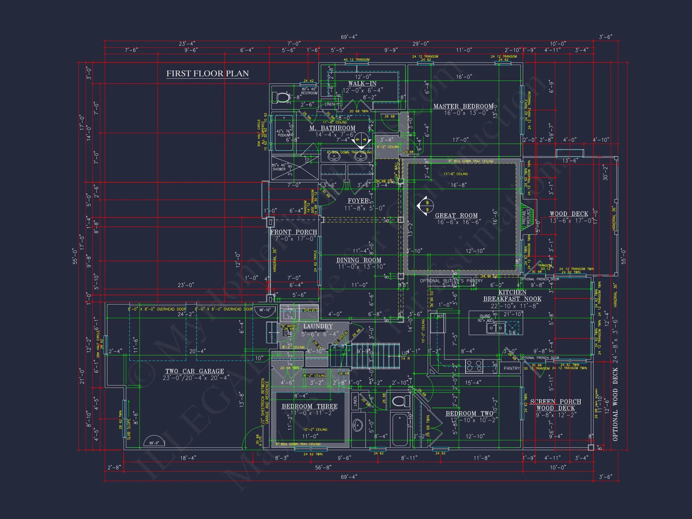 8-2005 HOUSE PLAN -New American Home Plan - 4-Bed, 3-Bath, 3,129 SF 12 house Floor Plan Blueprint Designs: Classic 4-Bedroom Layout