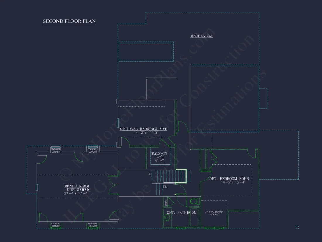 house Floor Plan Blueprint Designs: Classic 4-Bedroom Layout