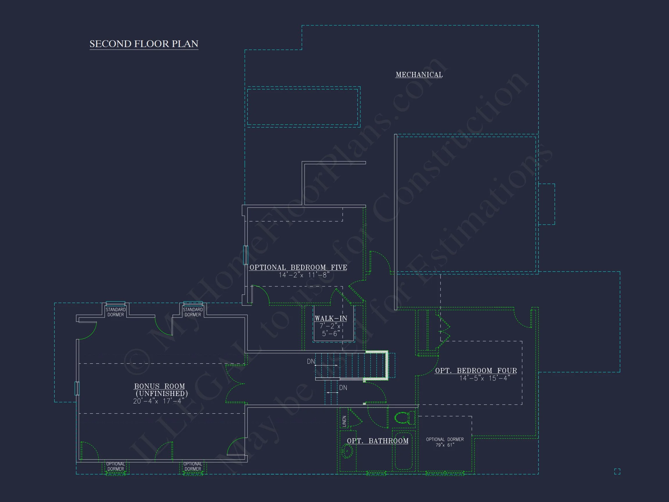 8-2005 HOUSE PLAN -New American Home Plan - 4-Bed, 3-Bath, 3,129 SF 9 house Floor Plan Blueprint Designs: Classic 4-Bedroom Layout