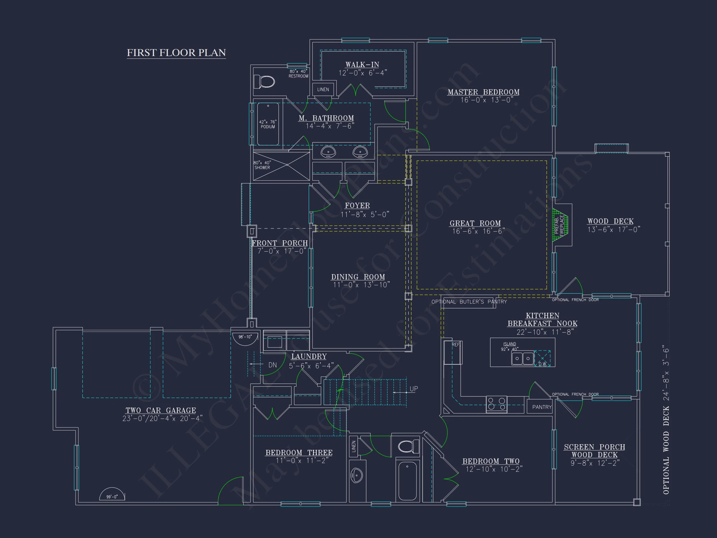 8-2005 HOUSE PLAN -New American Home Plan - 4-Bed, 3-Bath, 3,129 SF 8 house Floor Plan Blueprint Designs: Classic 4-Bedroom Layout