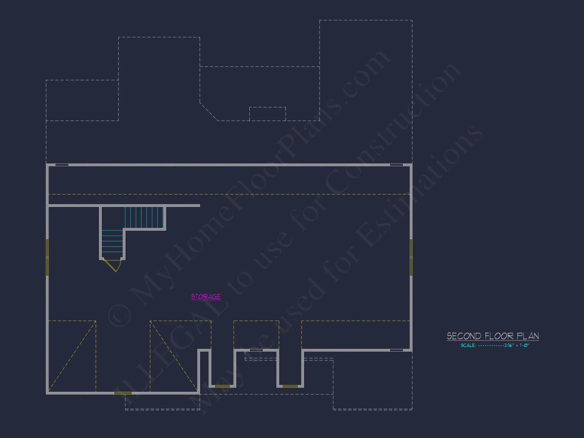 Modern Craftsman house Plan: CAD Floor Plan with 3 Bedrooms