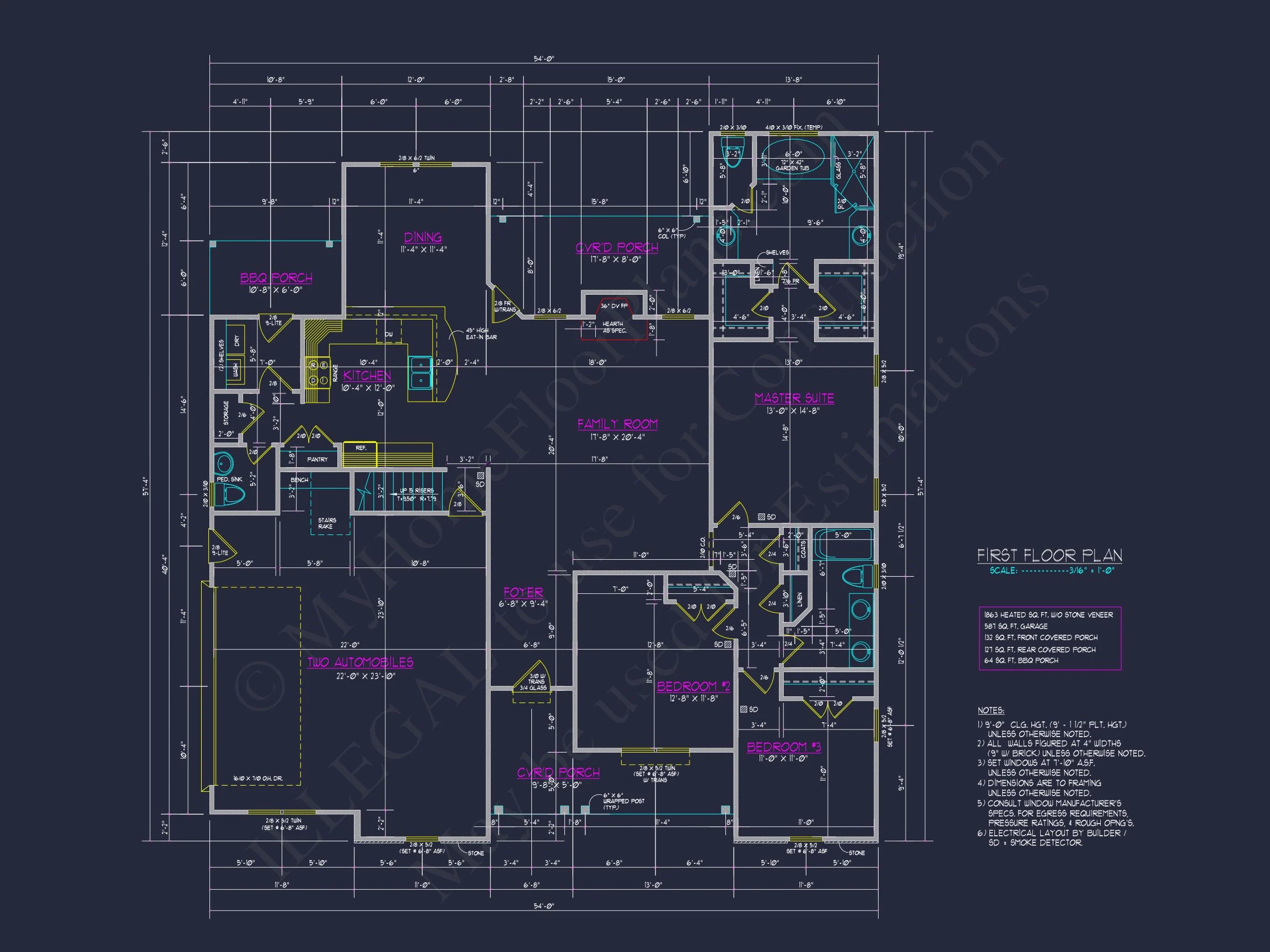 8-1969 HOUSE PLAN -Modern Farmhouse Home Plan - 3-Bed, 2-Bath, 2,050 SF 5 Modern Craftsman house Plan: CAD Floor Plan with 3 Bedrooms