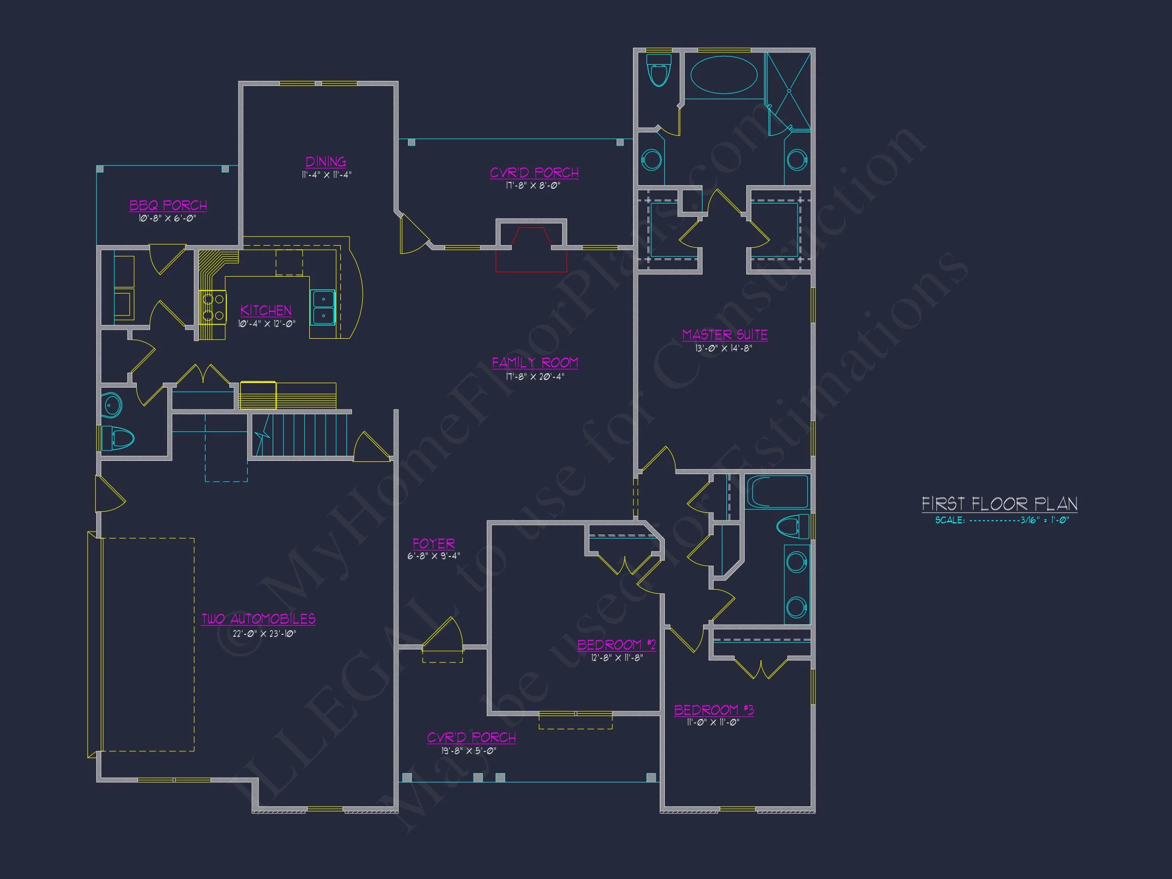 8-1969 HOUSE PLAN -Modern Farmhouse Home Plan - 3-Bed, 2-Bath, 2,050 SF 3 Modern Craftsman house Plan: CAD Floor Plan with 3 Bedrooms