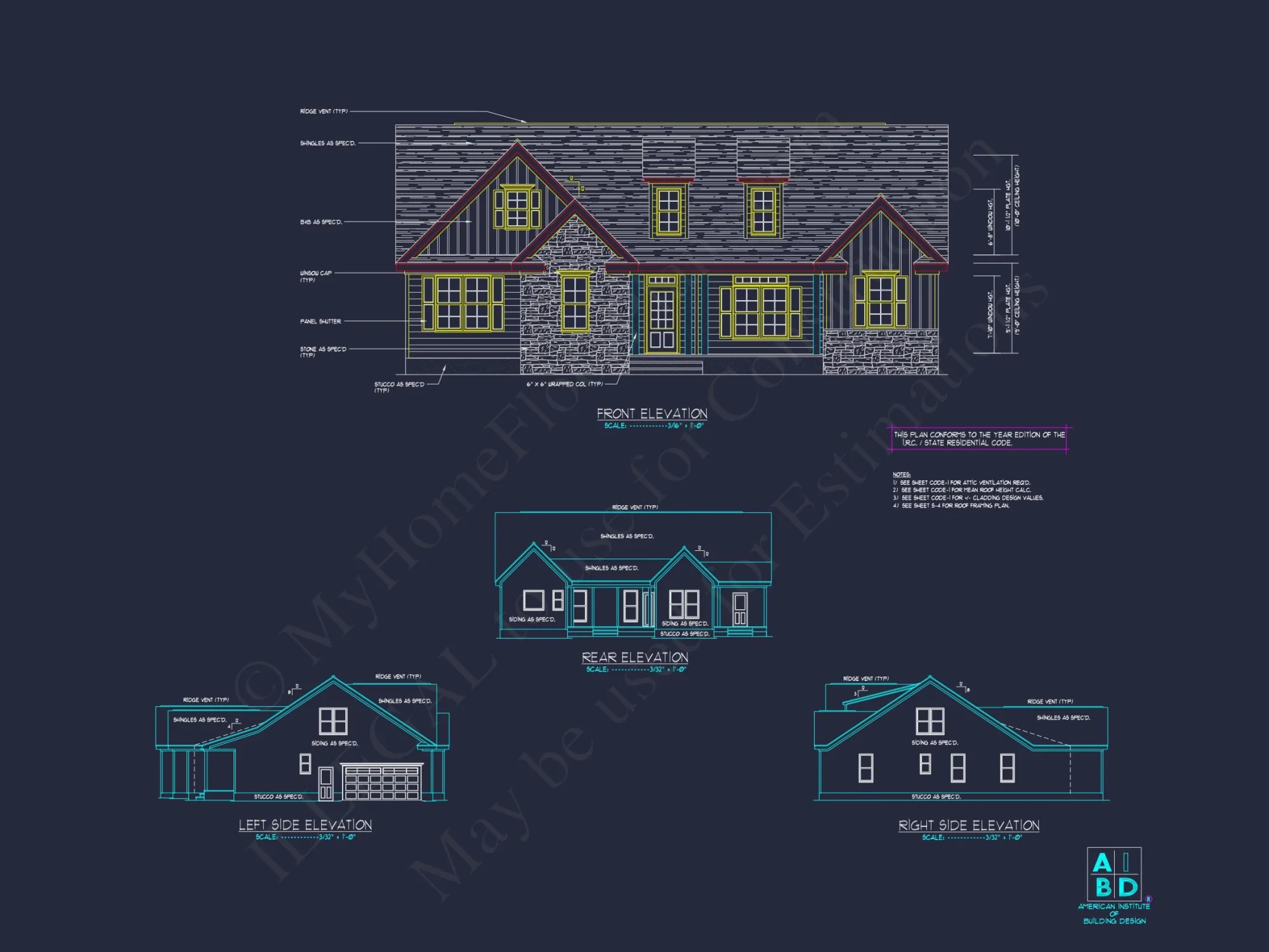 Modern Craftsman house Plan: CAD Floor Plan with 3 Bedrooms