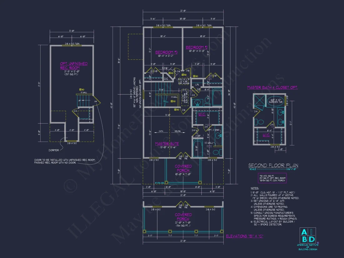 Elegant 2-Story house Plan with 3 Bedrooms and CAD Designs