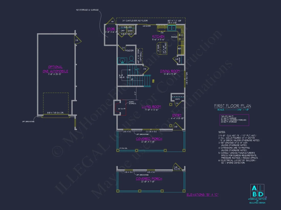 Elegant 2-Story house Plan with 3 Bedrooms and CAD Designs