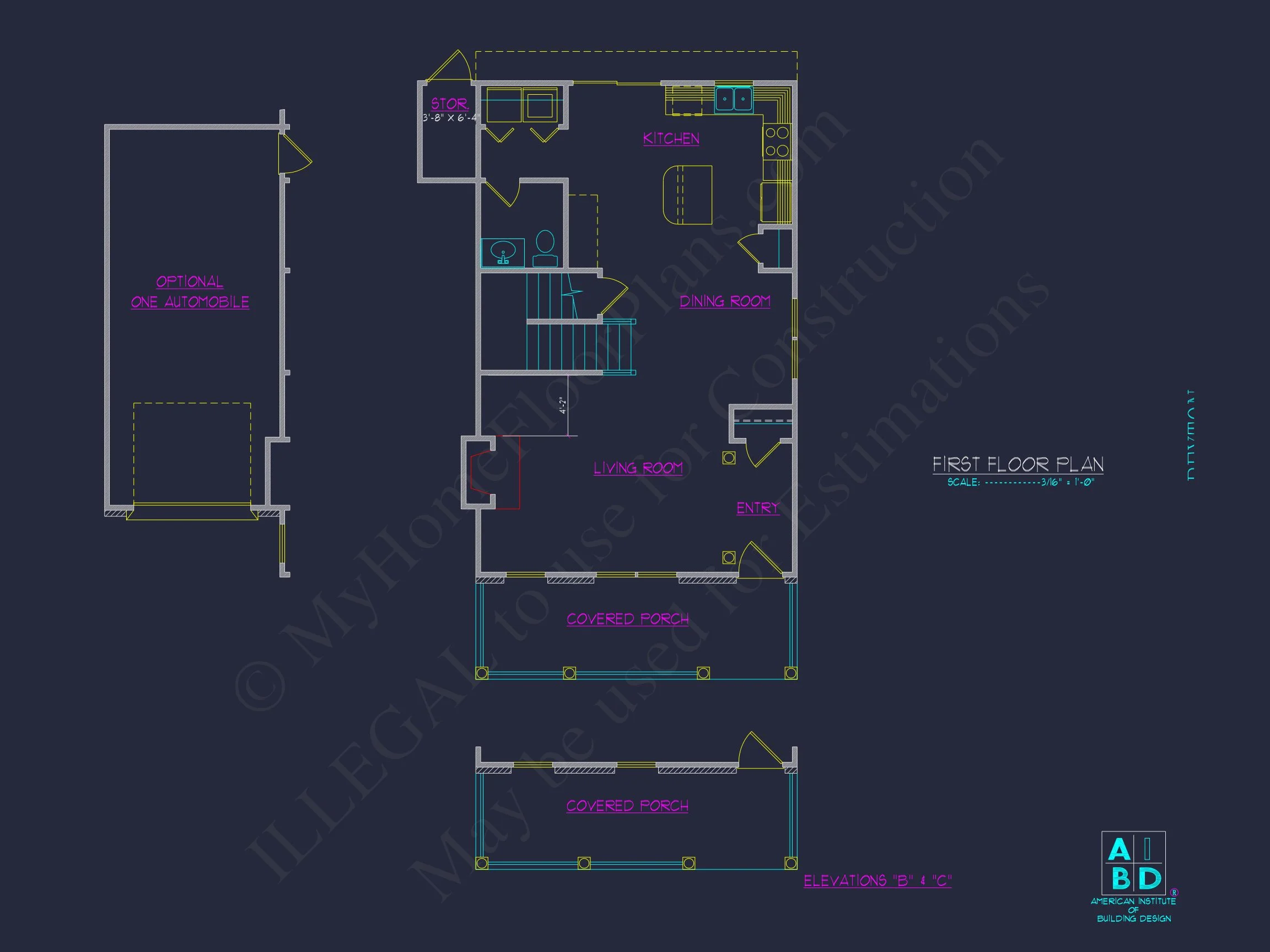 Elegant 2-Story house Plan with 3 Bedrooms and CAD Designs