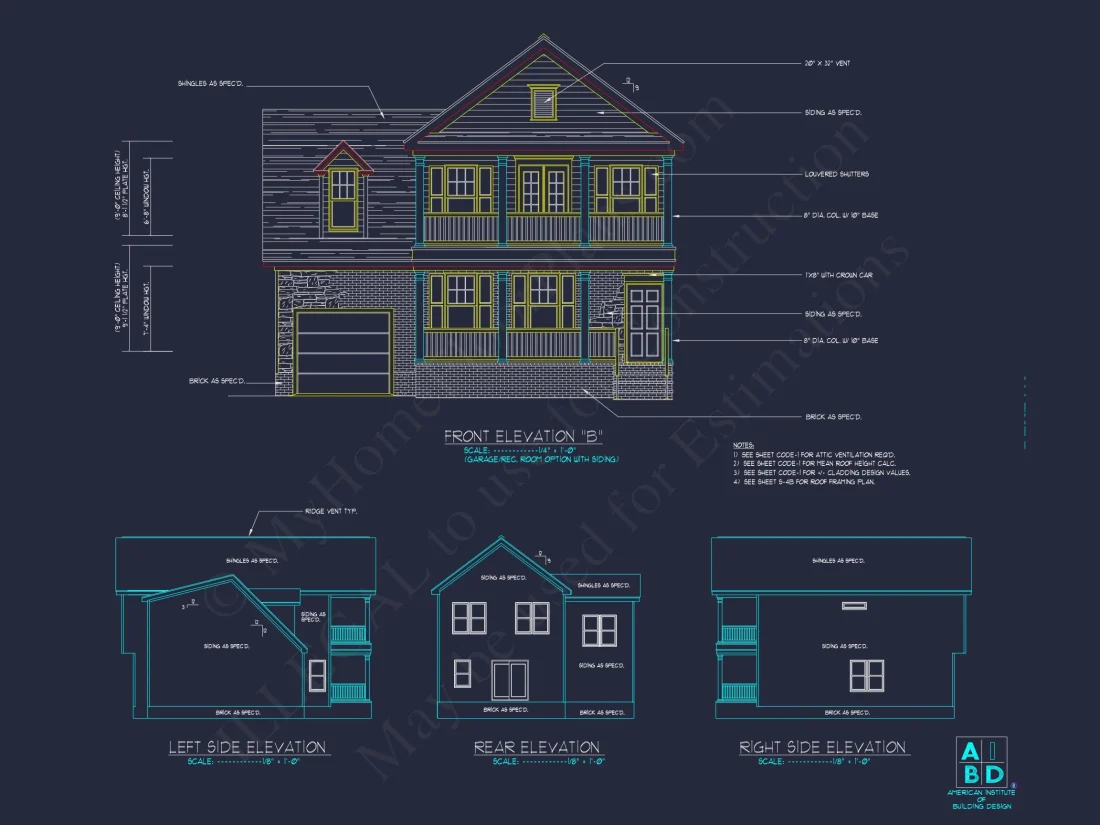 Elegant 2-Story house Plan with 3 Bedrooms and CAD Designs