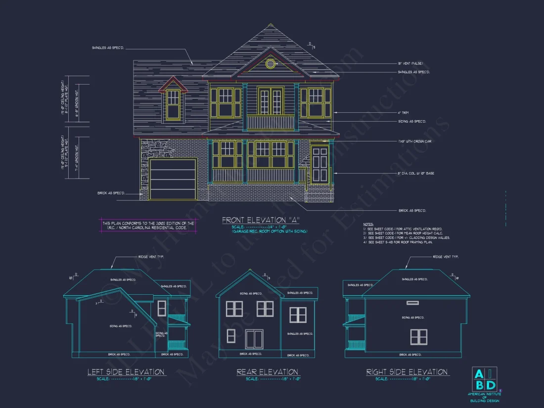 Elegant 2-Story house Plan with 3 Bedrooms and CAD Designs