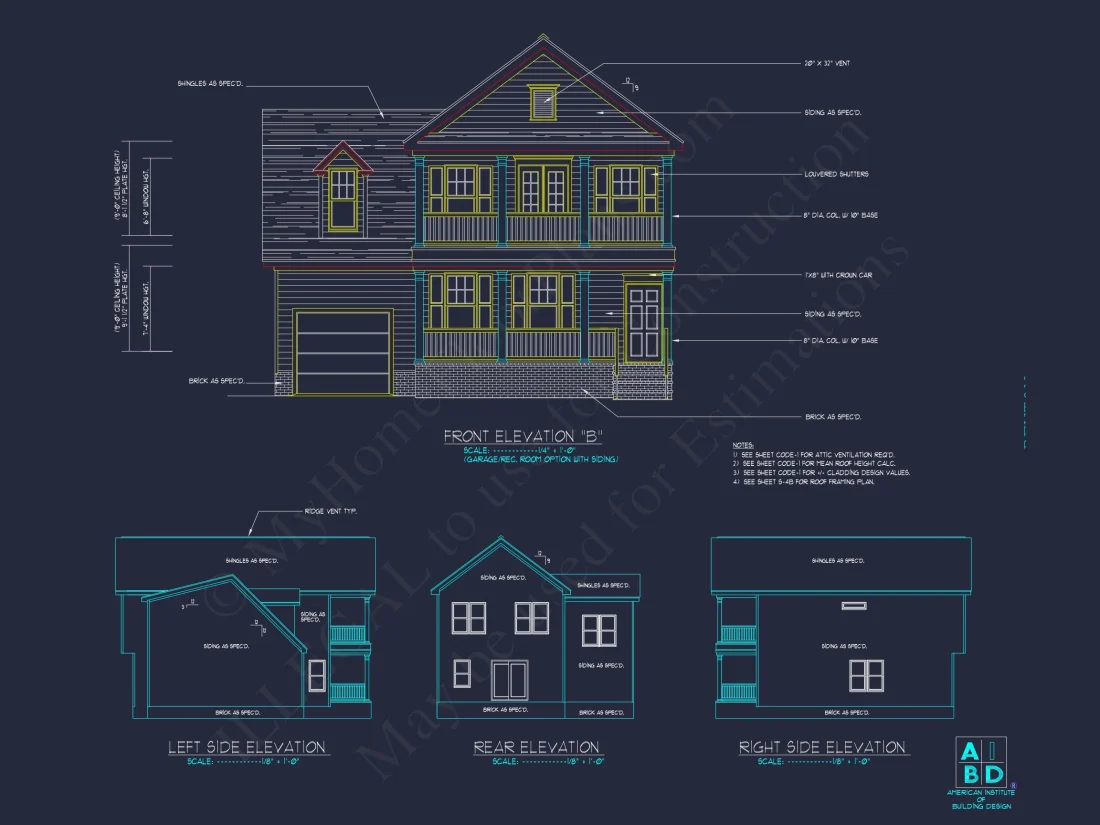 Elegant 2-Story house Plan with 3 Bedrooms and CAD Designs