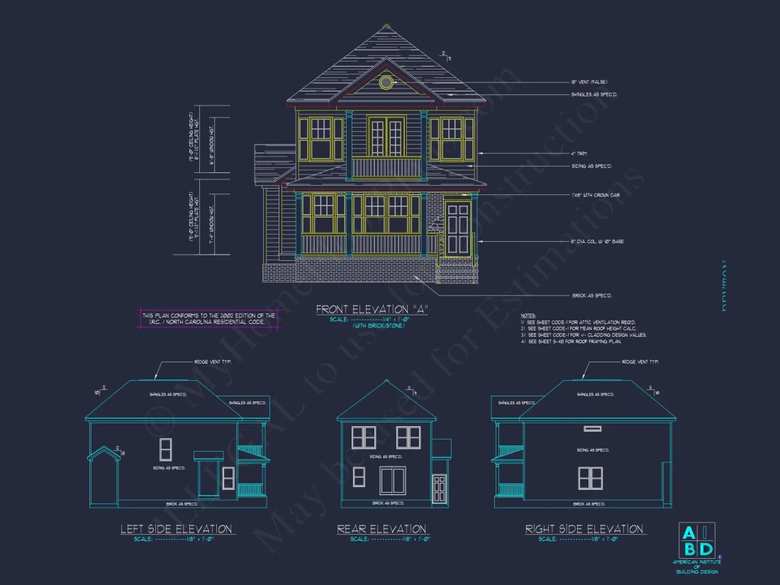 Elegant 2-Story house Plan with 3 Bedrooms and CAD Designs