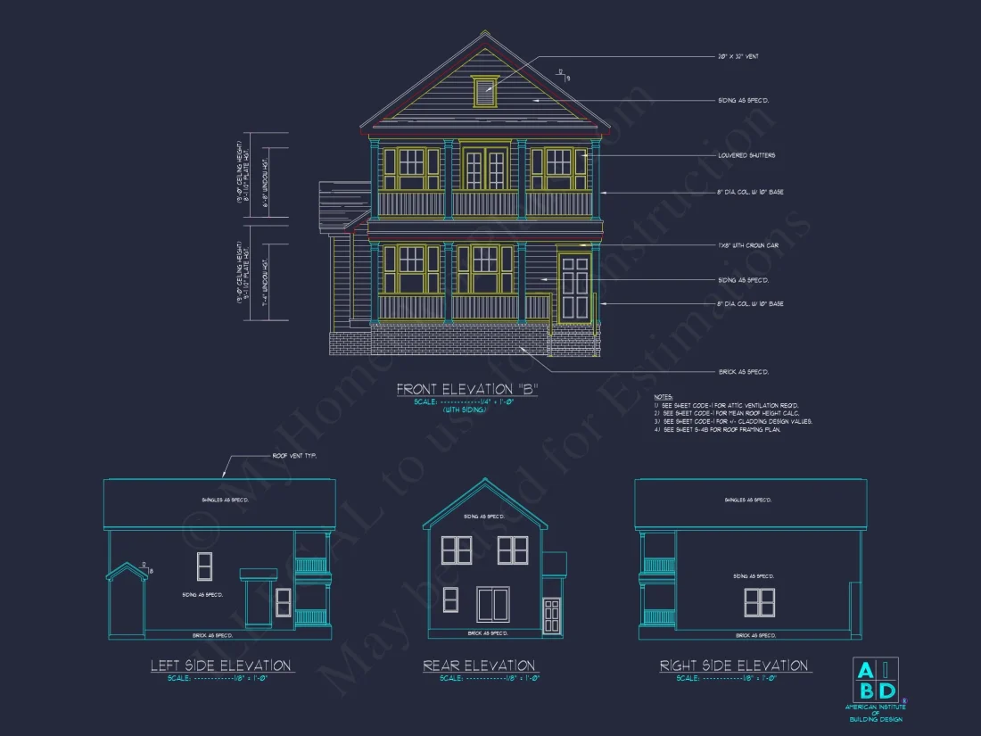 Elegant 2-Story house Plan with 3 Bedrooms and CAD Designs