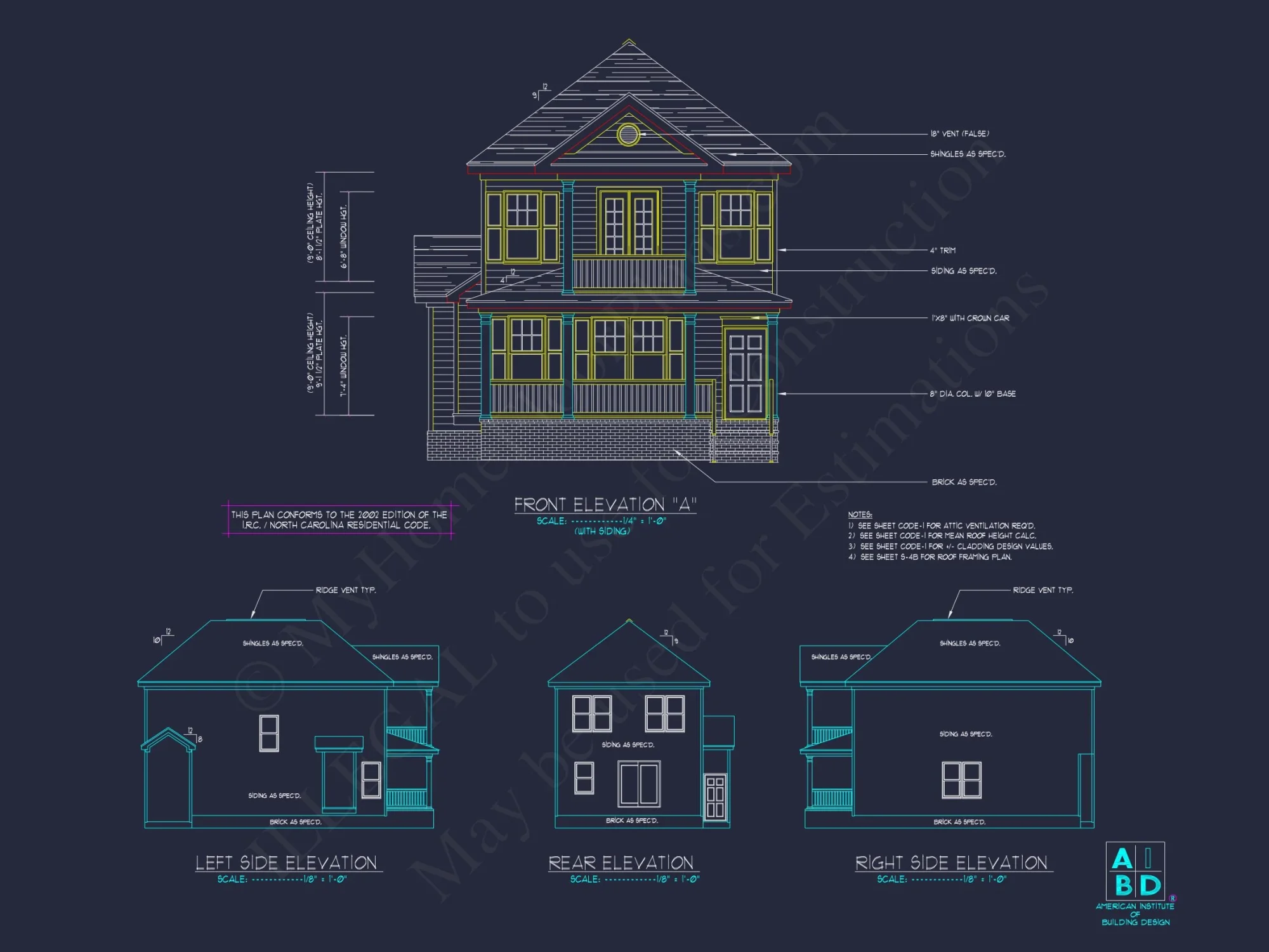Elegant 2-Story house Plan with 3 Bedrooms and CAD Designs