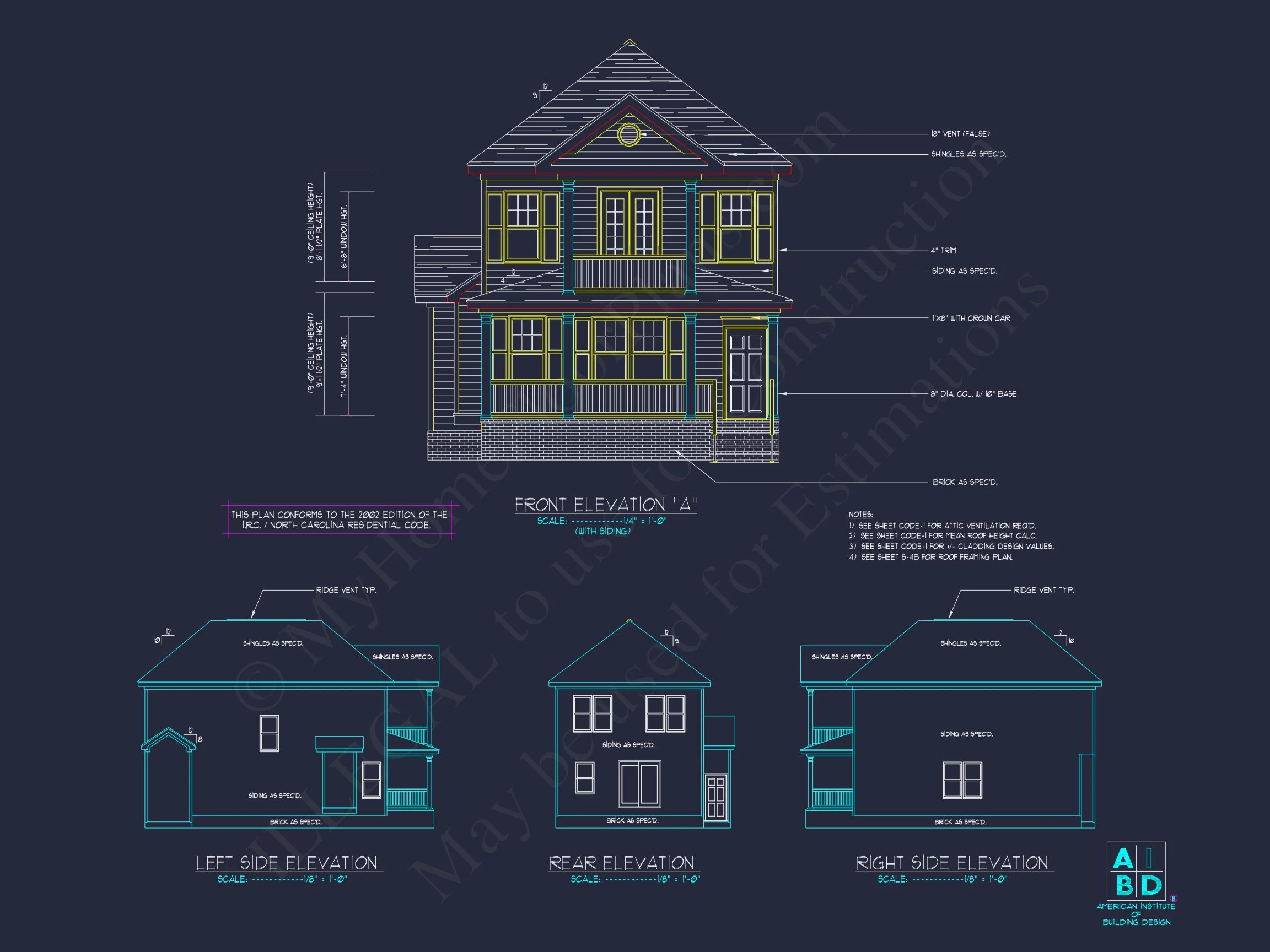 Elegant 2-Story house Plan with 3 Bedrooms and CAD Designs