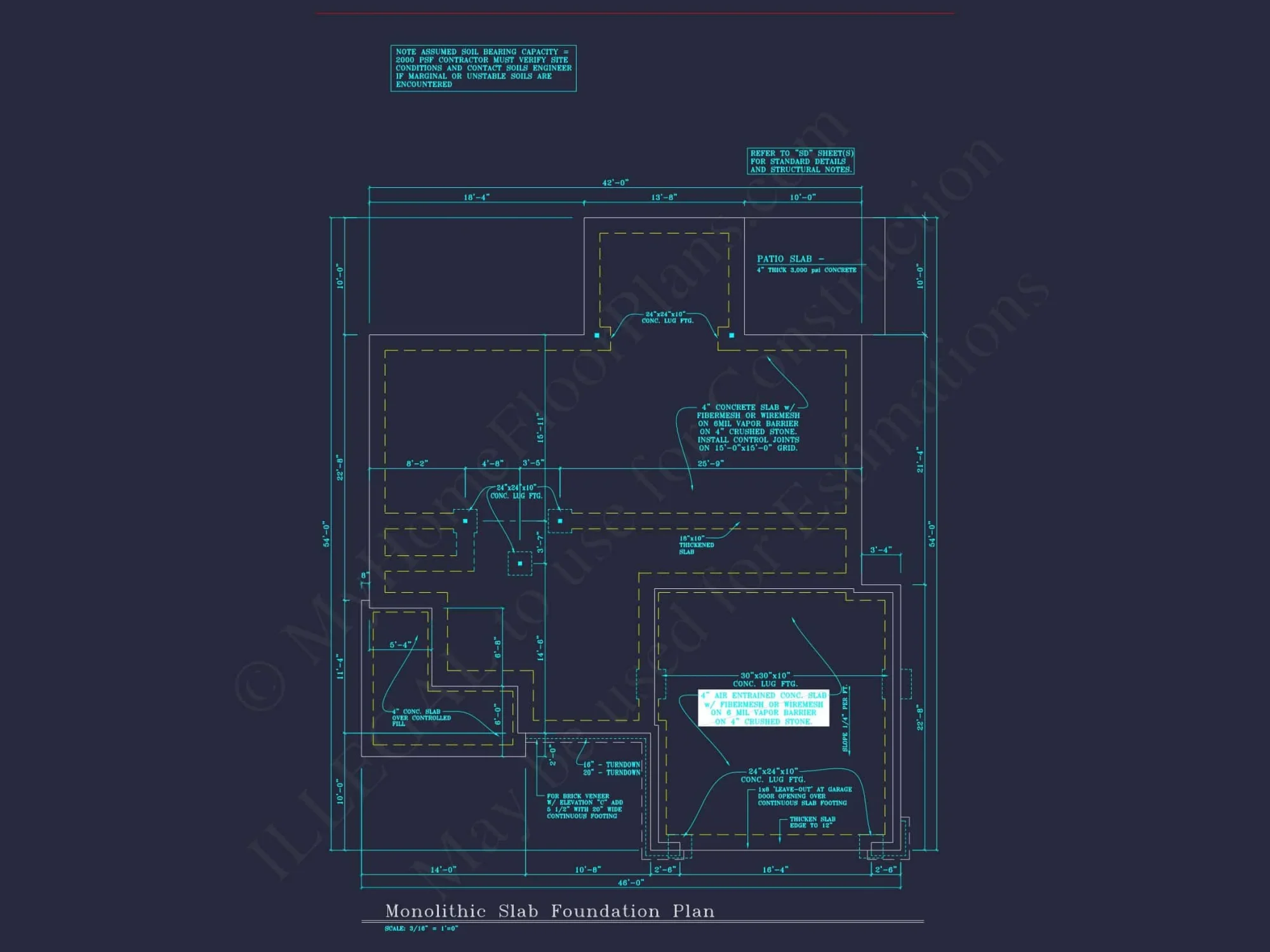 Modern Suburban house Plan: 4 Bedrooms, 2.5 Baths, CAD Designs