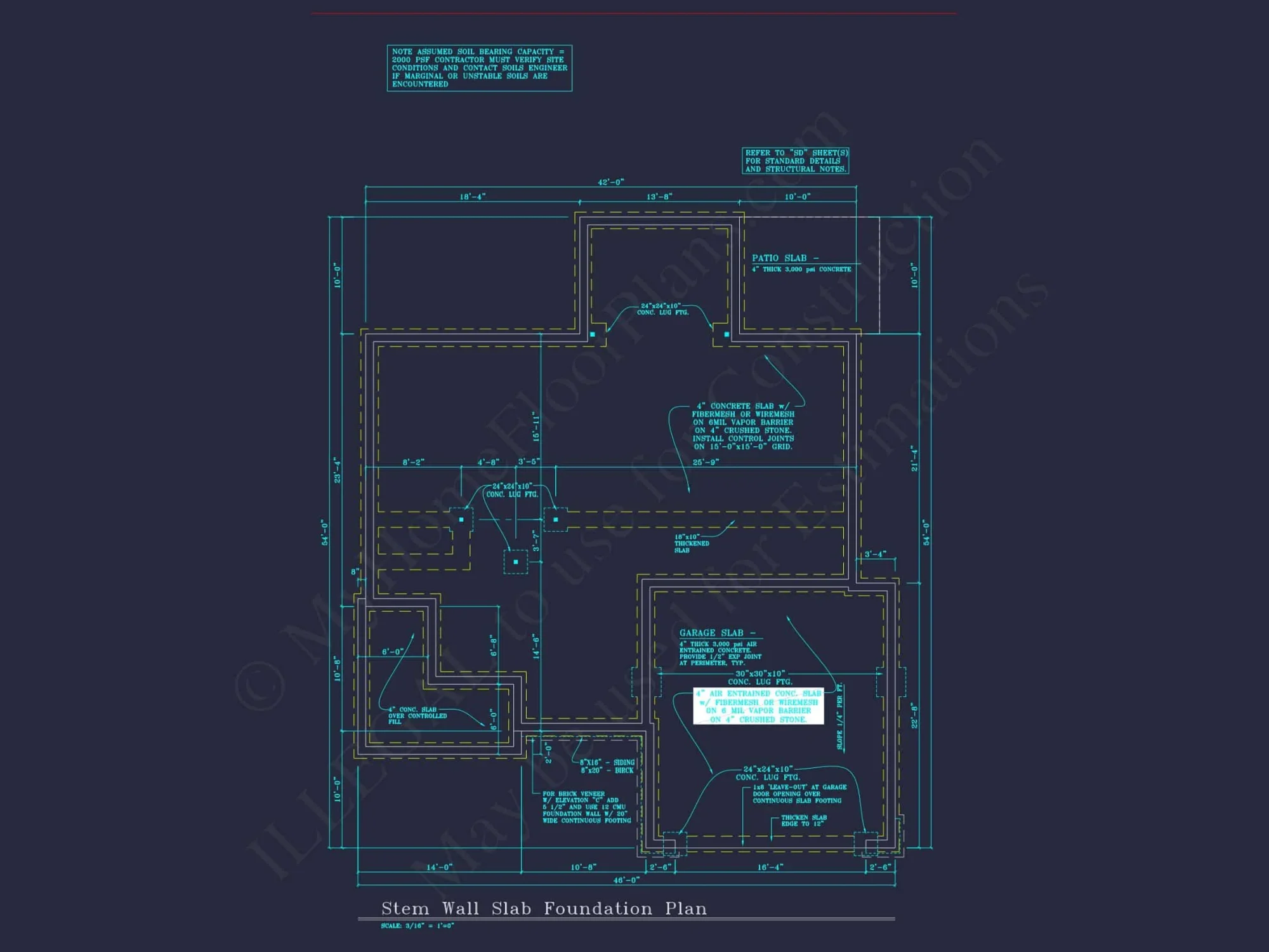 Modern Suburban house Plan: 4 Bedrooms, 2.5 Baths, CAD Designs