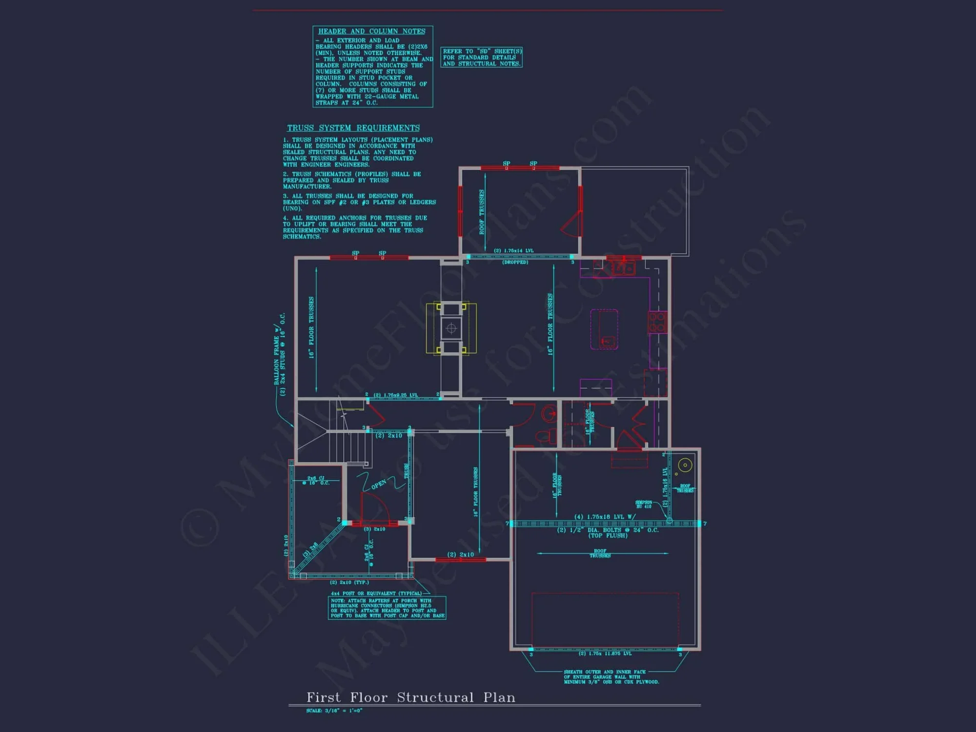 Modern Suburban house Plan: 4 Bedrooms, 2.5 Baths, CAD Designs
