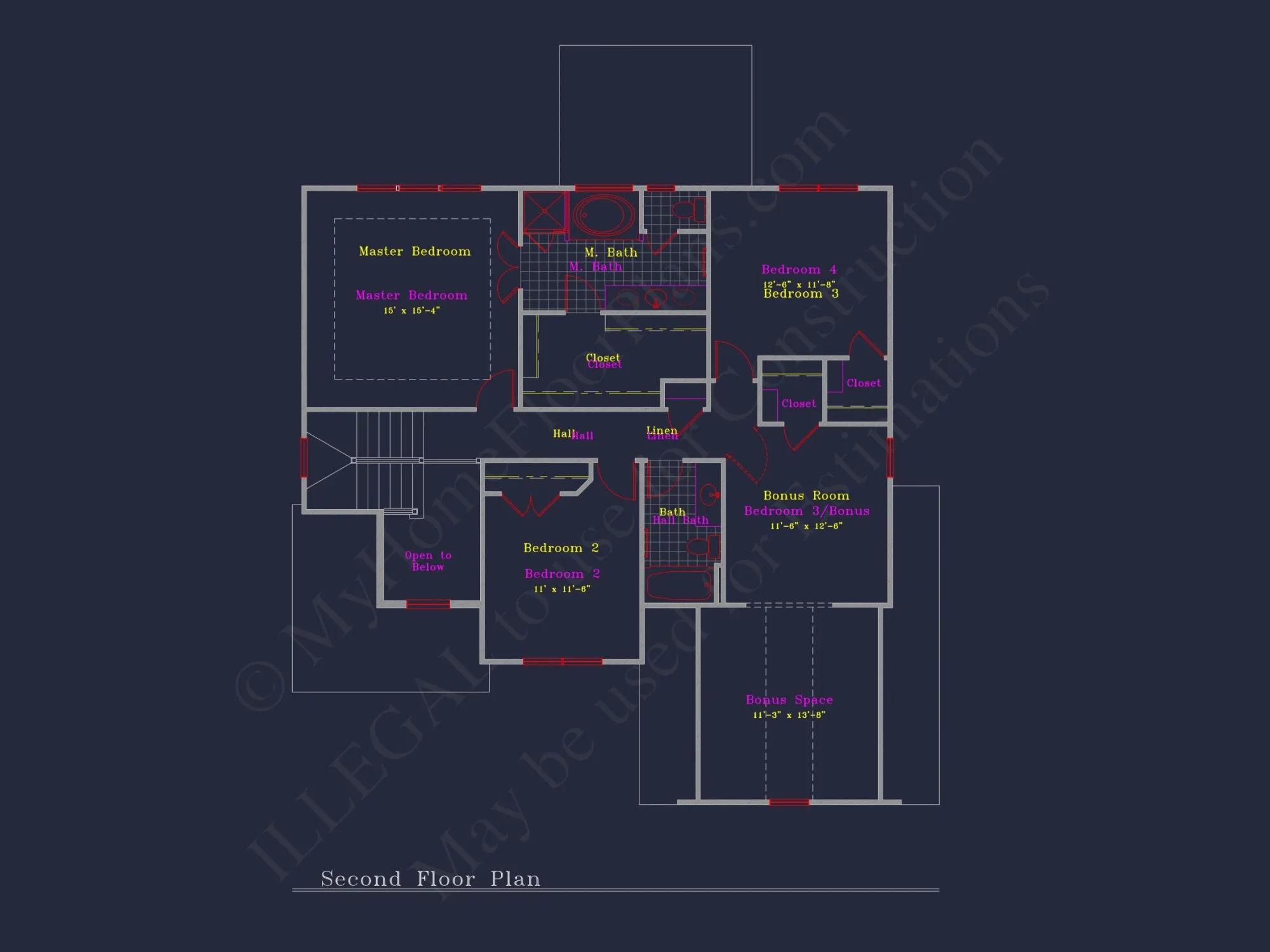 Modern Suburban house Plan: 4 Bedrooms, 2.5 Baths, CAD Designs