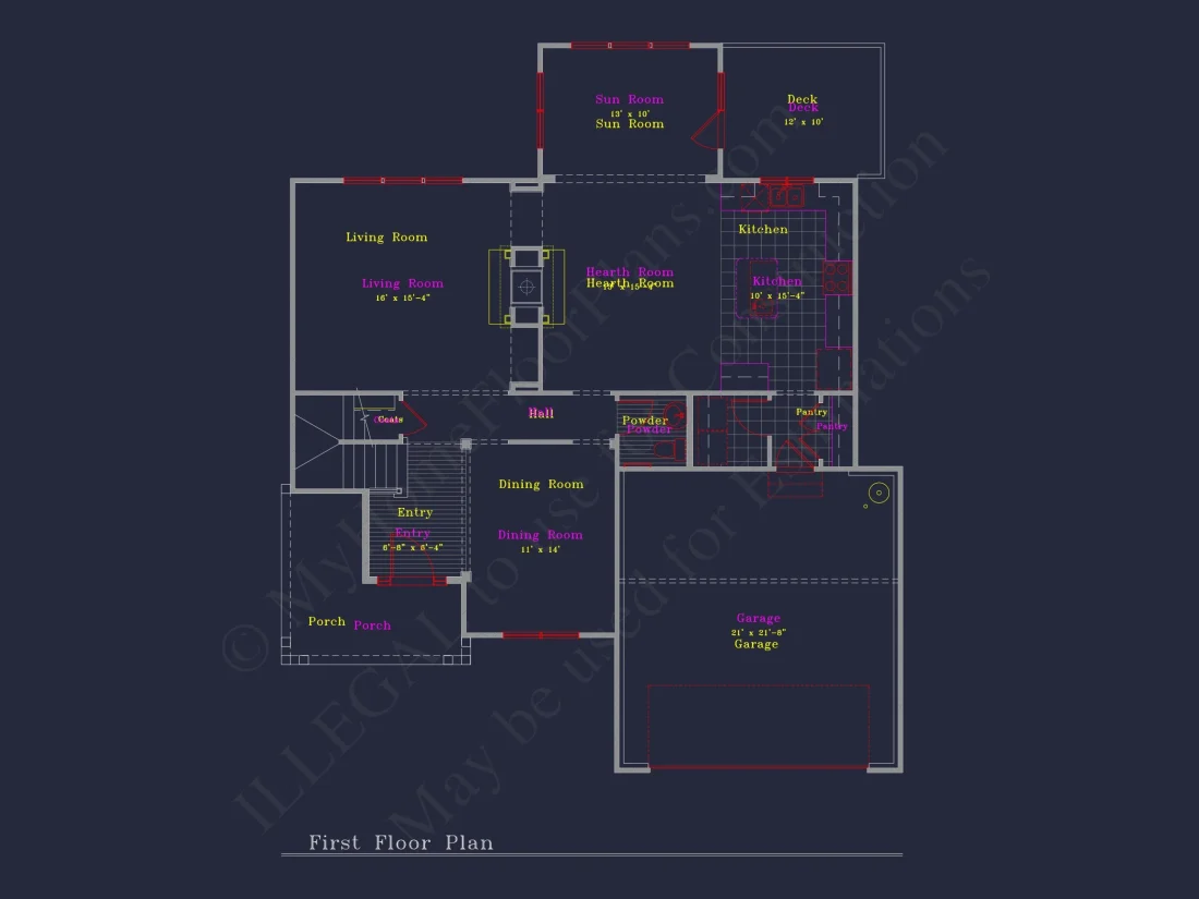 Modern Suburban house Plan: 4 Bedrooms, 2.5 Baths, CAD Designs