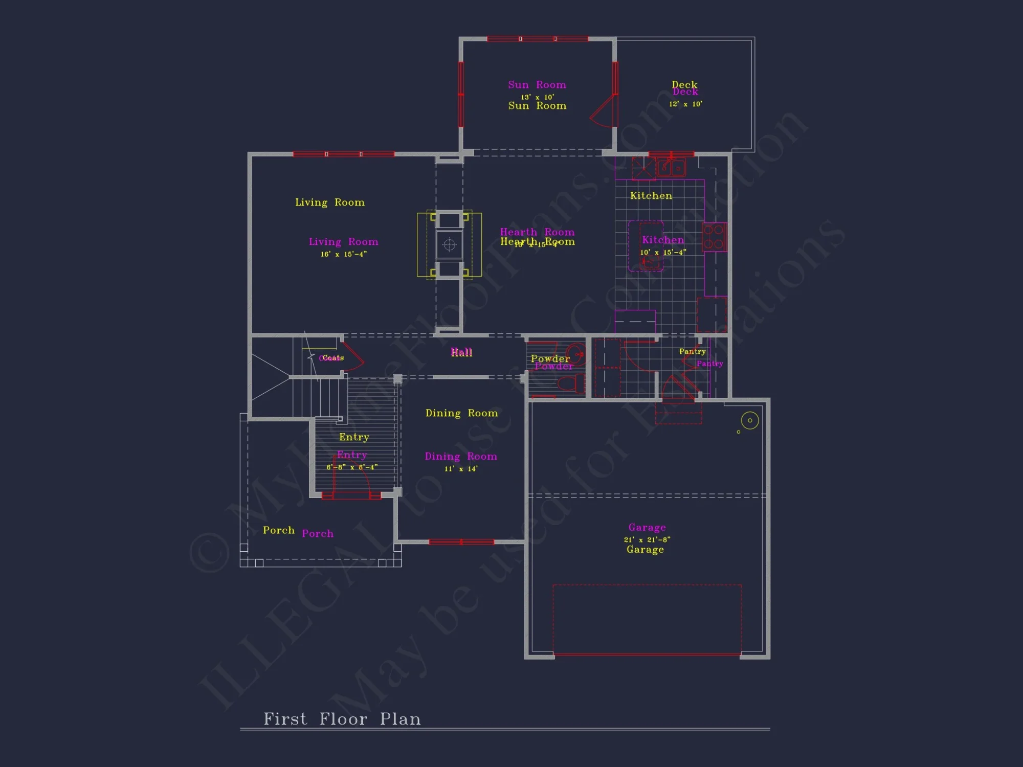 Modern Suburban house Plan: 4 Bedrooms, 2.5 Baths, CAD Designs