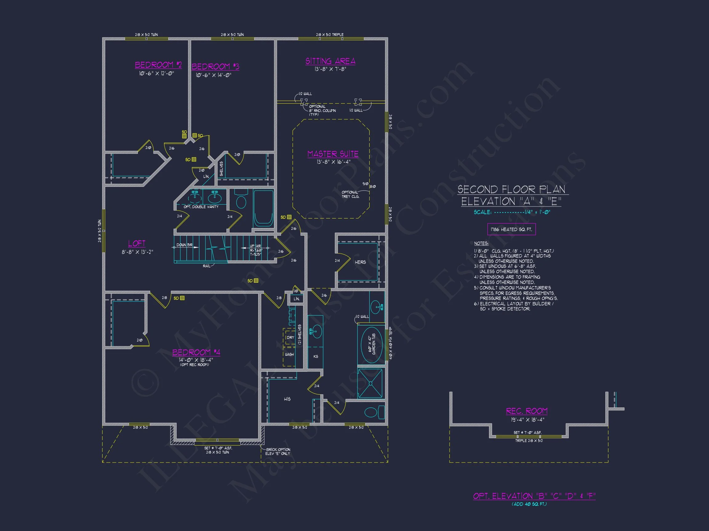 Craftsman house Plan with 4 Bedrooms and 2-Car Garage Designs