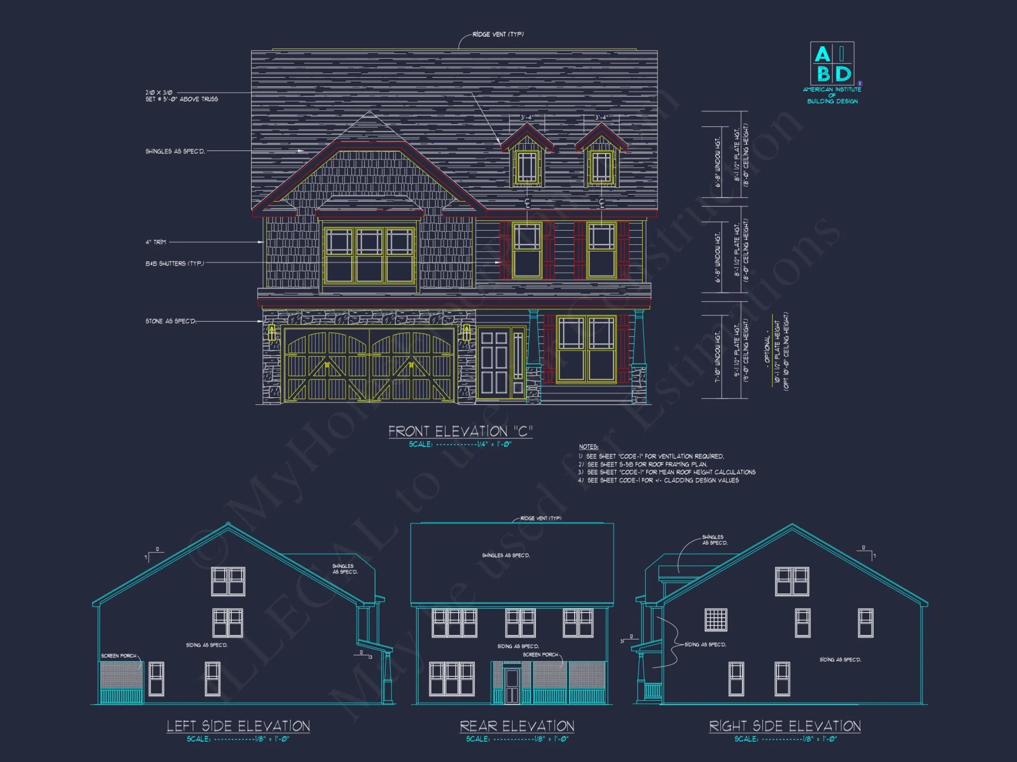Craftsman house Plan with 4 Bedrooms and 2-Car Garage Designs