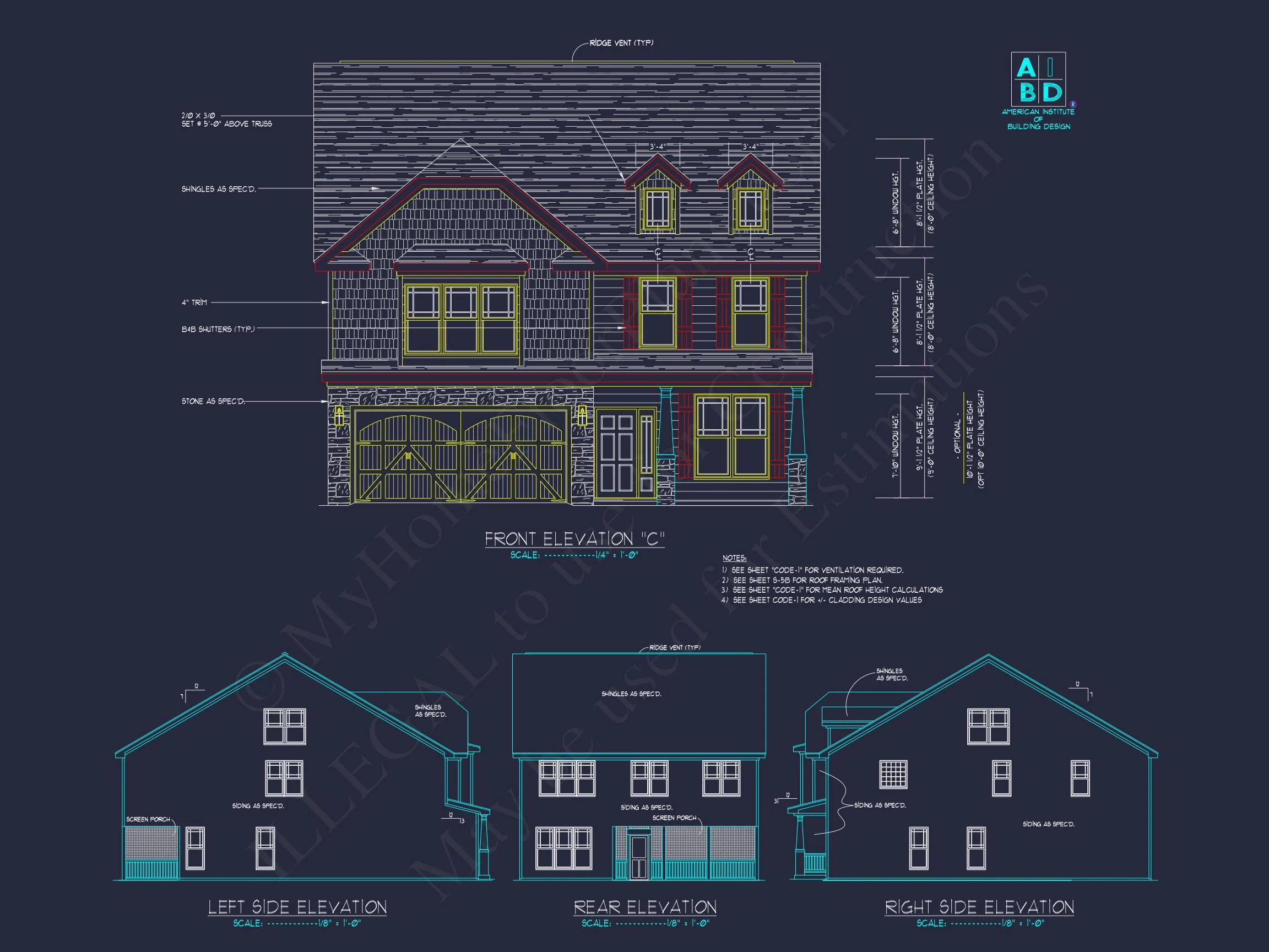 Craftsman house Plan with 4 Bedrooms and 2-Car Garage Designs