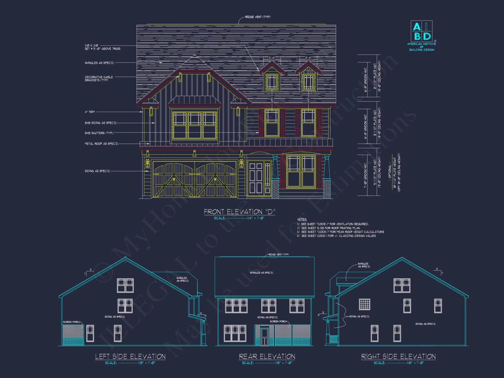 Craftsman house Plan with 4 Bedrooms and 2-Car Garage Designs