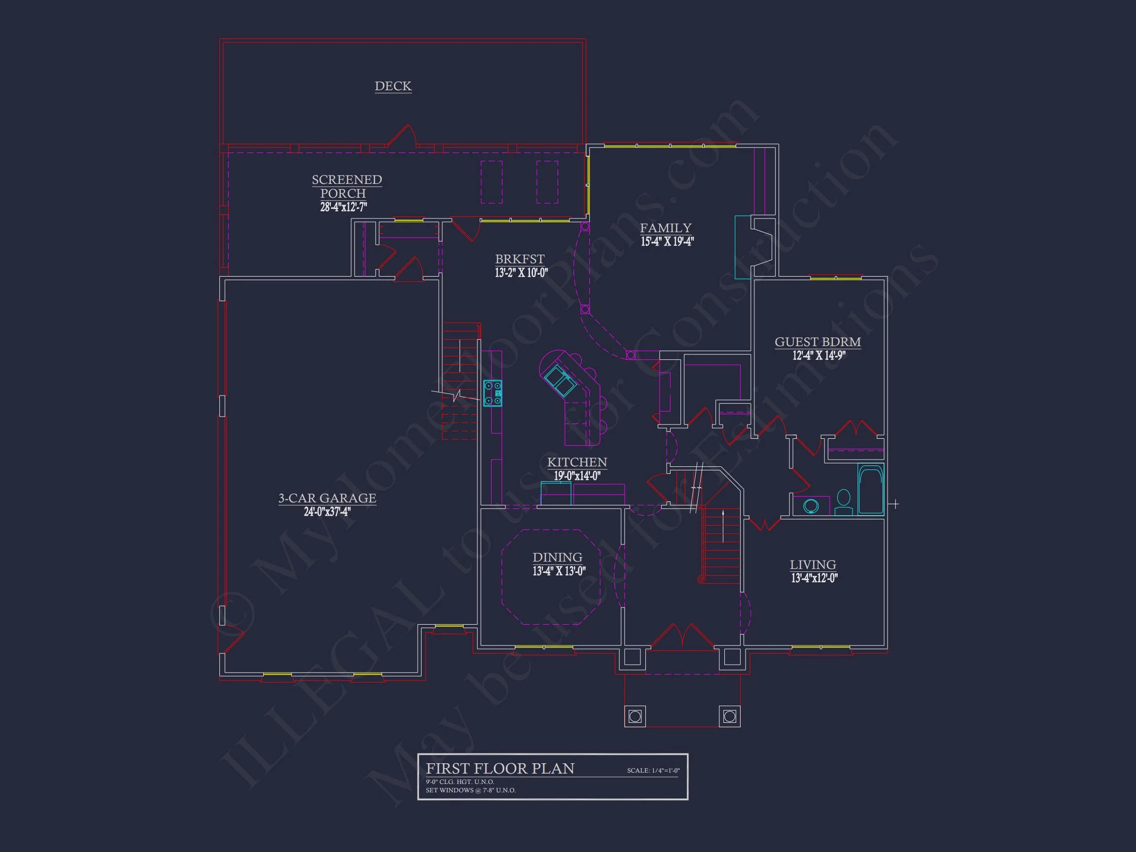 8-1862 HOUSE PLAN -Georgian House Plan - 4-Bed, 3.5-Bath, 3,850 SF 7 Modern Suburban house Plan with 2 Floors, CAD Designs & More