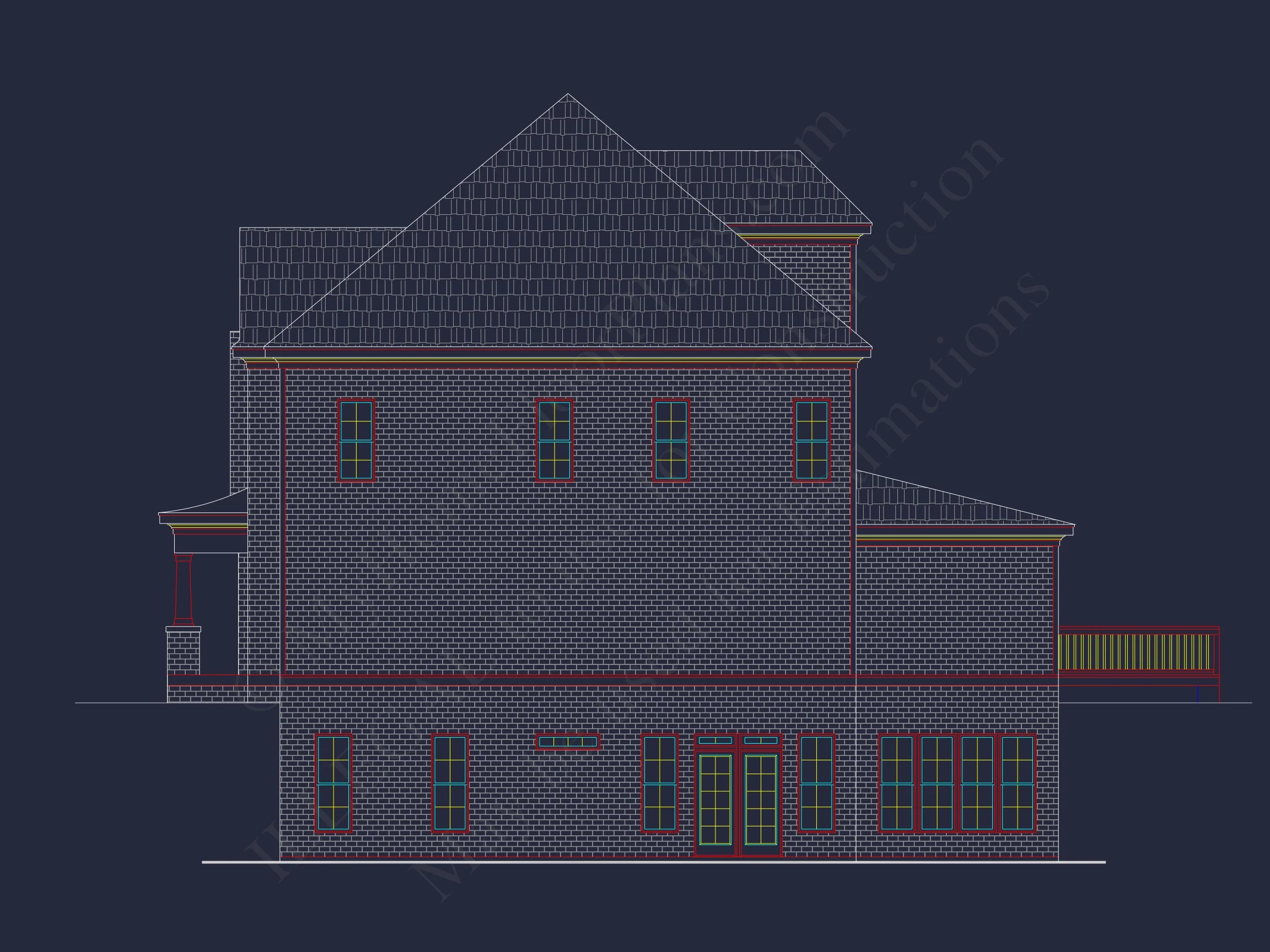 8-1862 HOUSE PLAN -Georgian House Plan - 4-Bed, 3.5-Bath, 3,850 SF 5 Modern Suburban house Plan with 2 Floors, CAD Designs & More