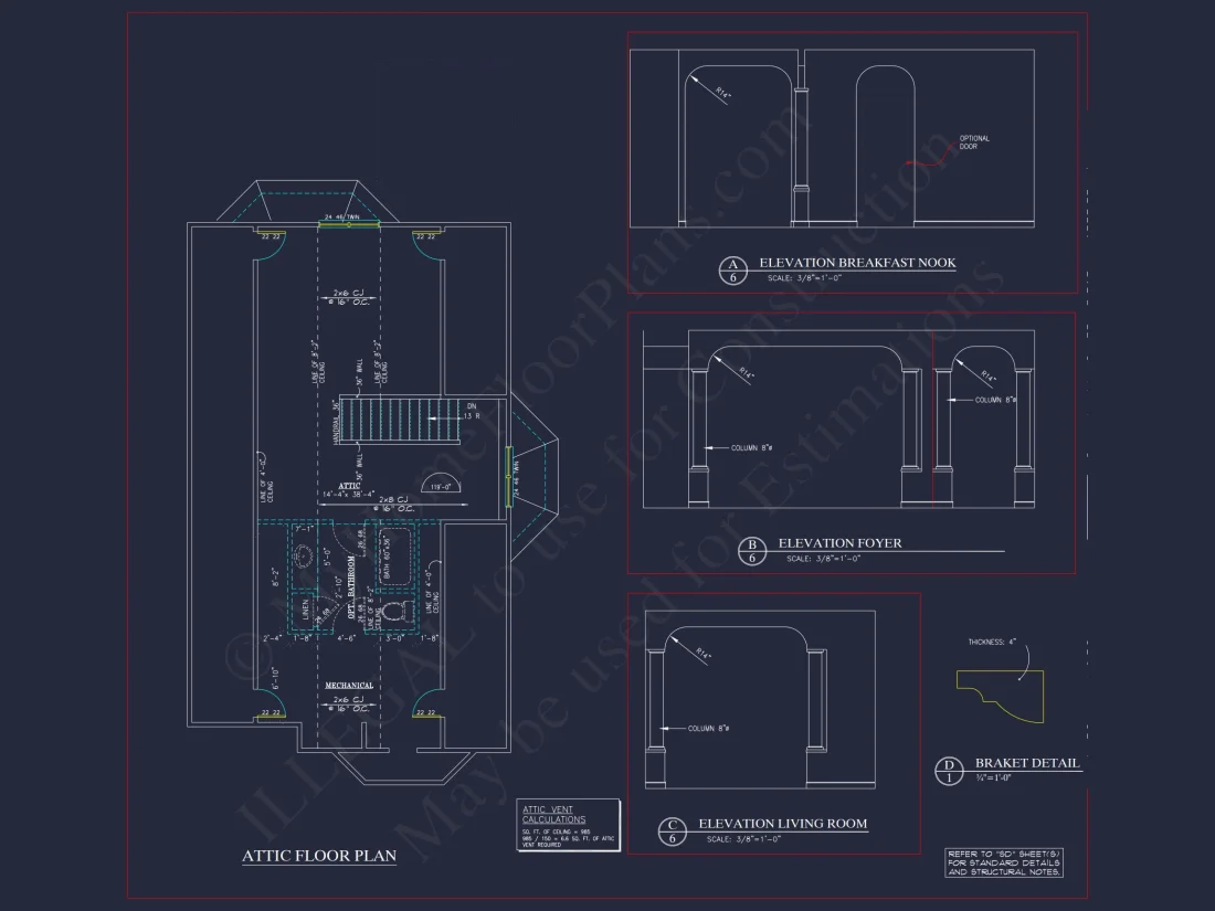 Charming 2-Story house Plan - CAD Blueprint with 3 Bedrooms