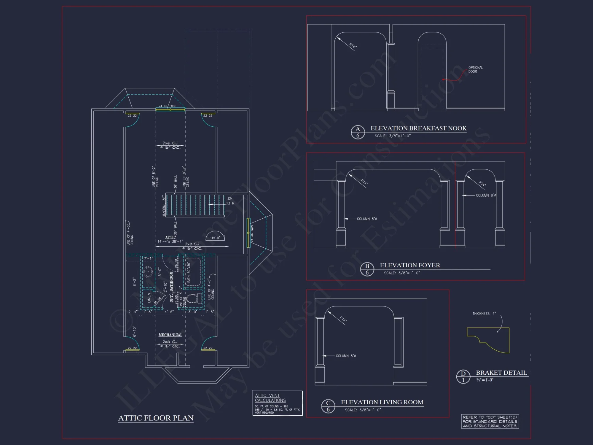 Charming 2-Story house Plan - CAD Blueprint with 3 Bedrooms