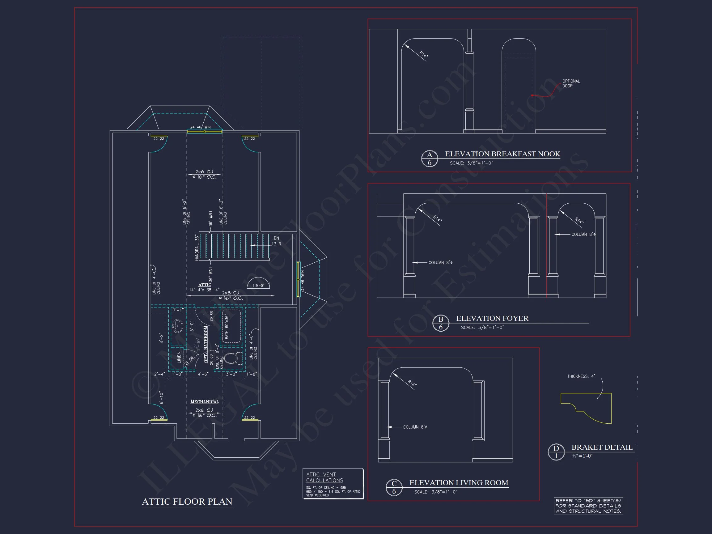 Charming 2-Story house Plan - CAD Blueprint with 3 Bedrooms