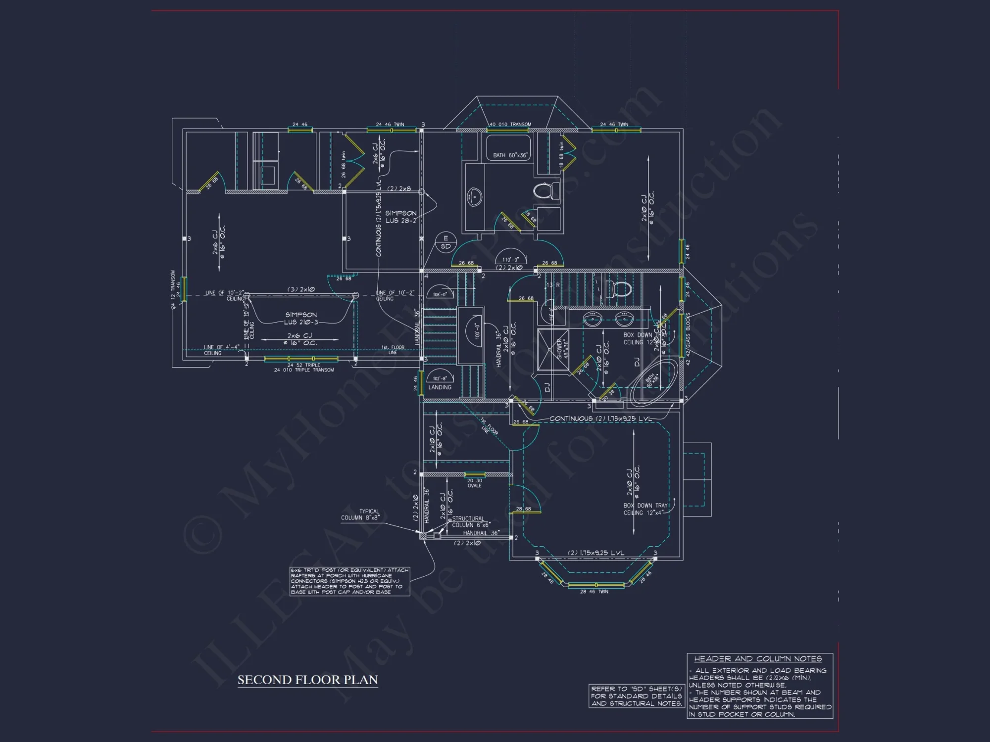 Charming 2-Story house Plan - CAD Blueprint with 3 Bedrooms