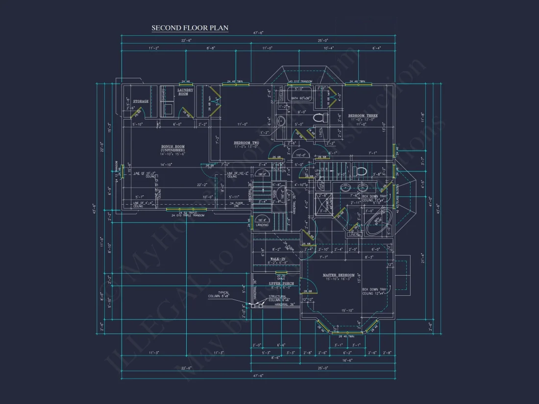 Charming 2-Story house Plan - CAD Blueprint with 3 Bedrooms