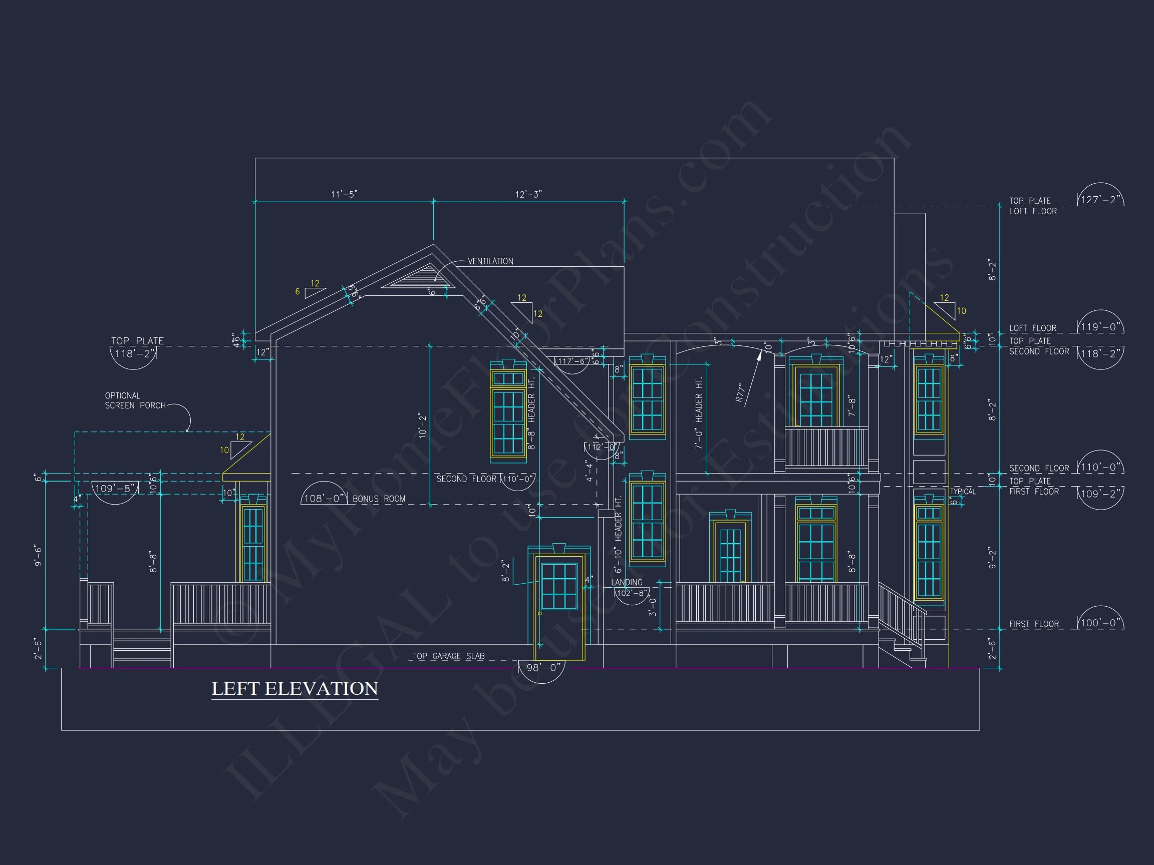 Charming 2-Story house Plan - CAD Blueprint with 3 Bedrooms