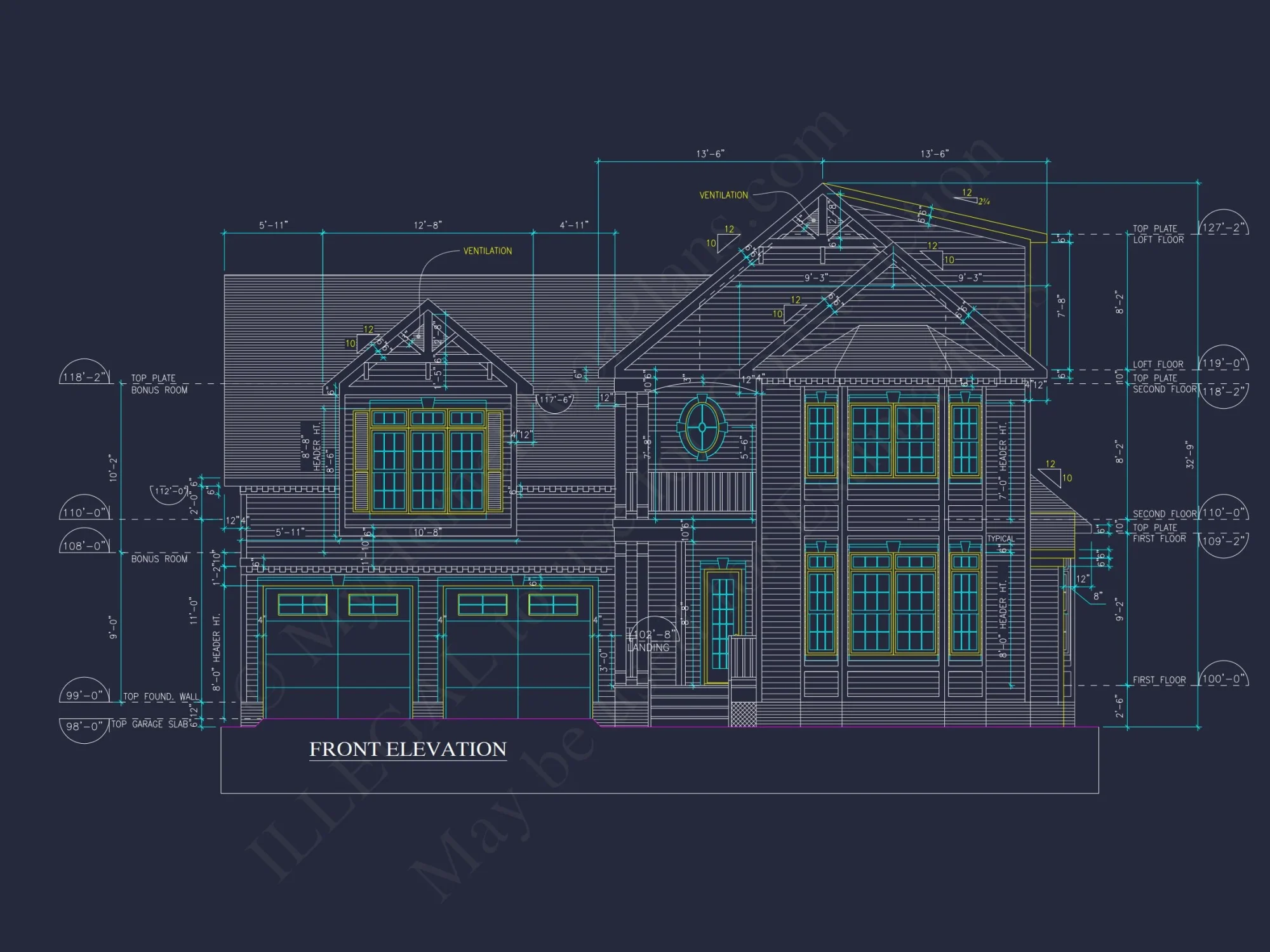 Charming 2-Story house Plan - CAD Blueprint with 3 Bedrooms
