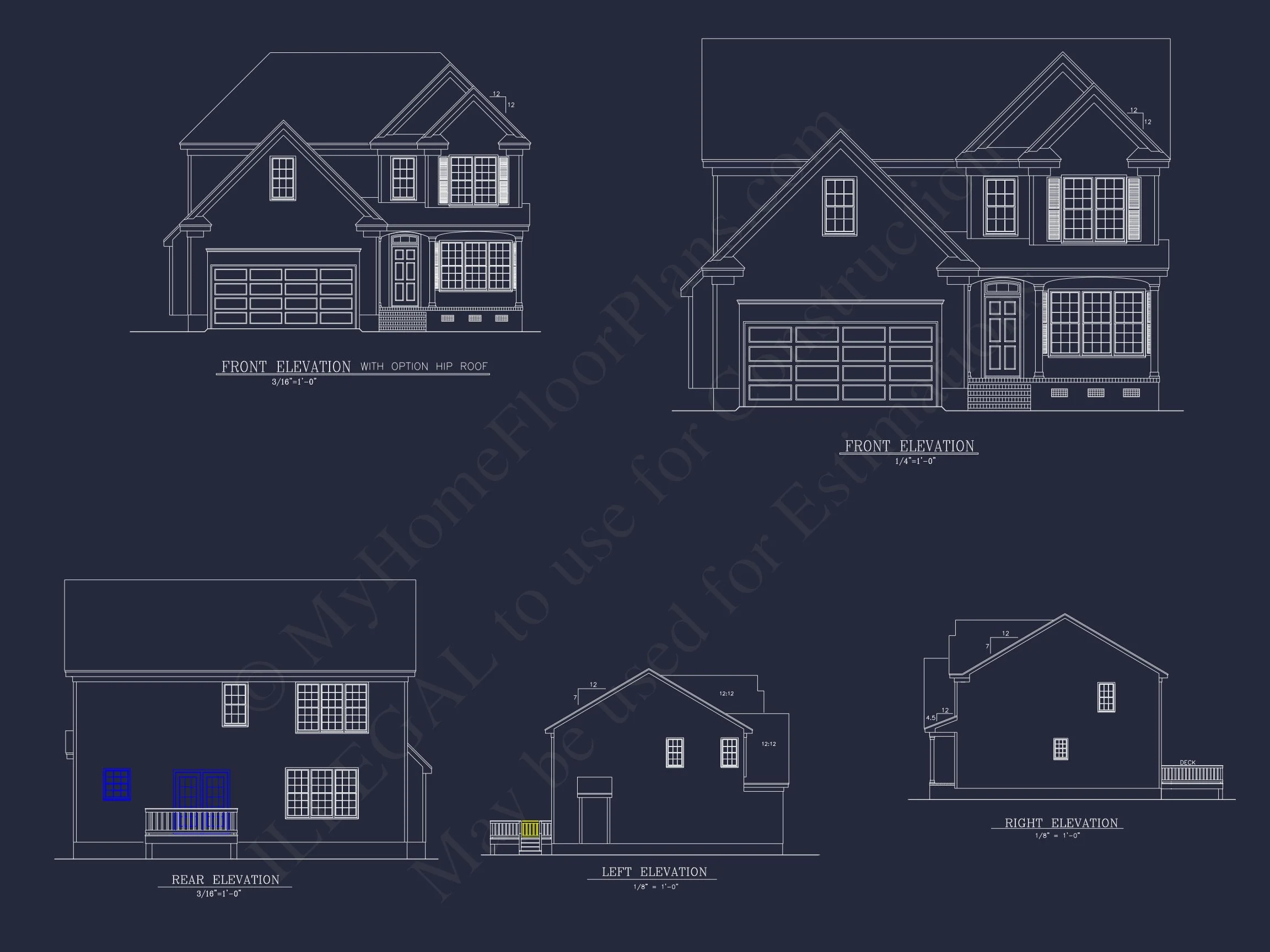 8-1718 HOUSE PLAN - Traditional Colonial Home Plan - 4-Bed, 2.5-Bath, 2,450 SF 2 CAD Designs