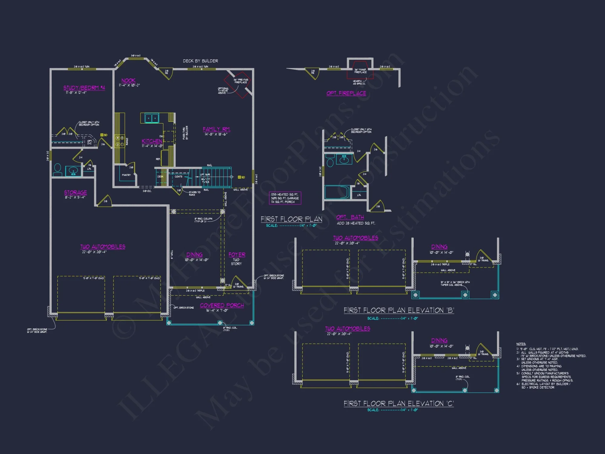 Modern Craftsman house Plan: CAD Blueprint for 2-Story Design