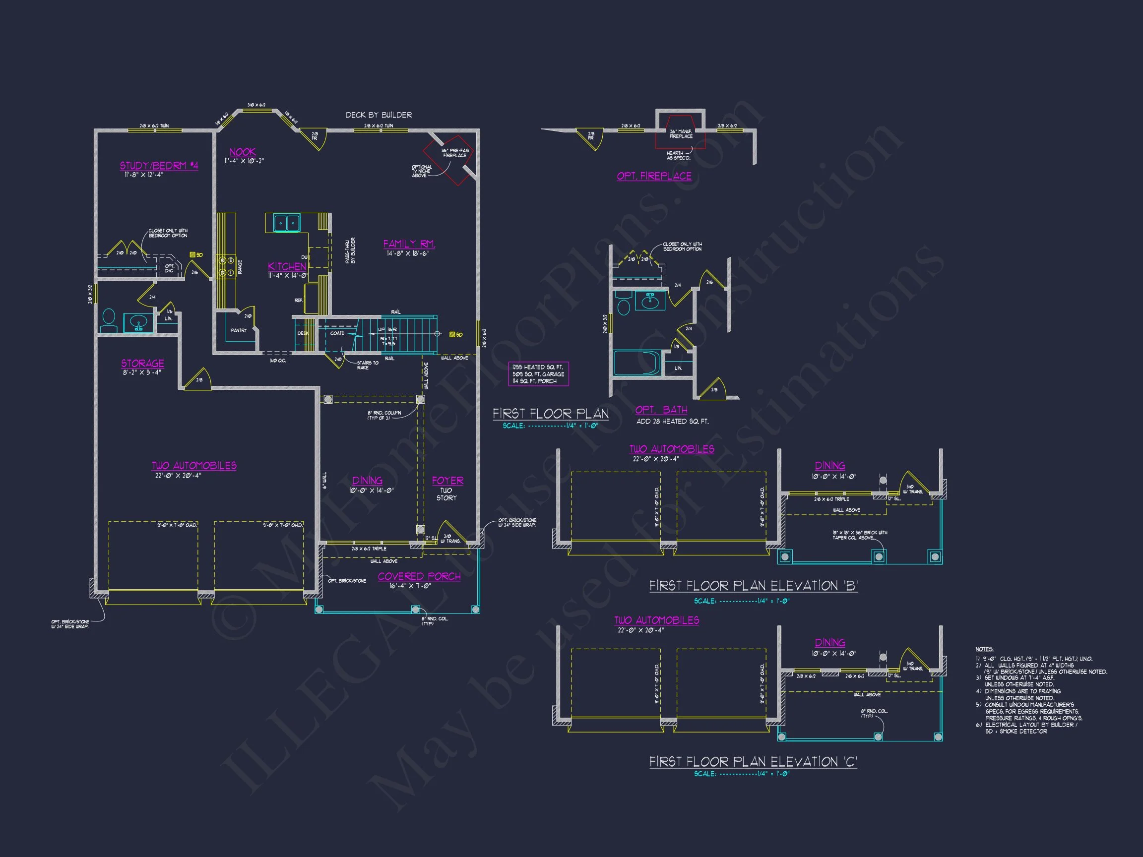 Modern Craftsman house Plan: CAD Blueprint for 2-Story Design