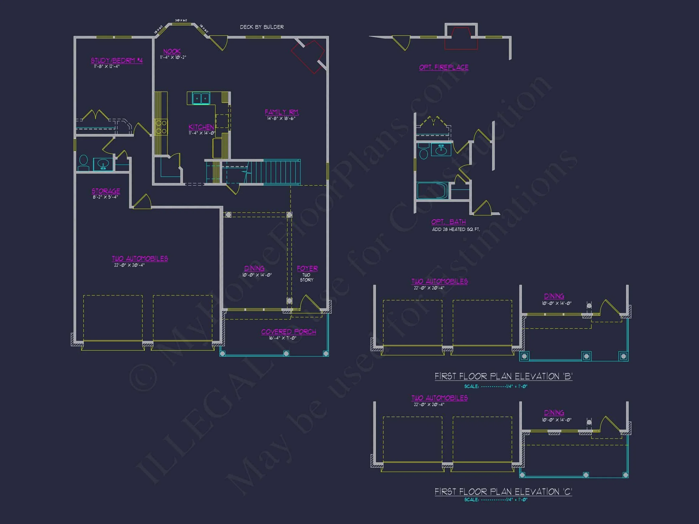 Modern Craftsman house Plan: CAD Blueprint for 2-Story Design