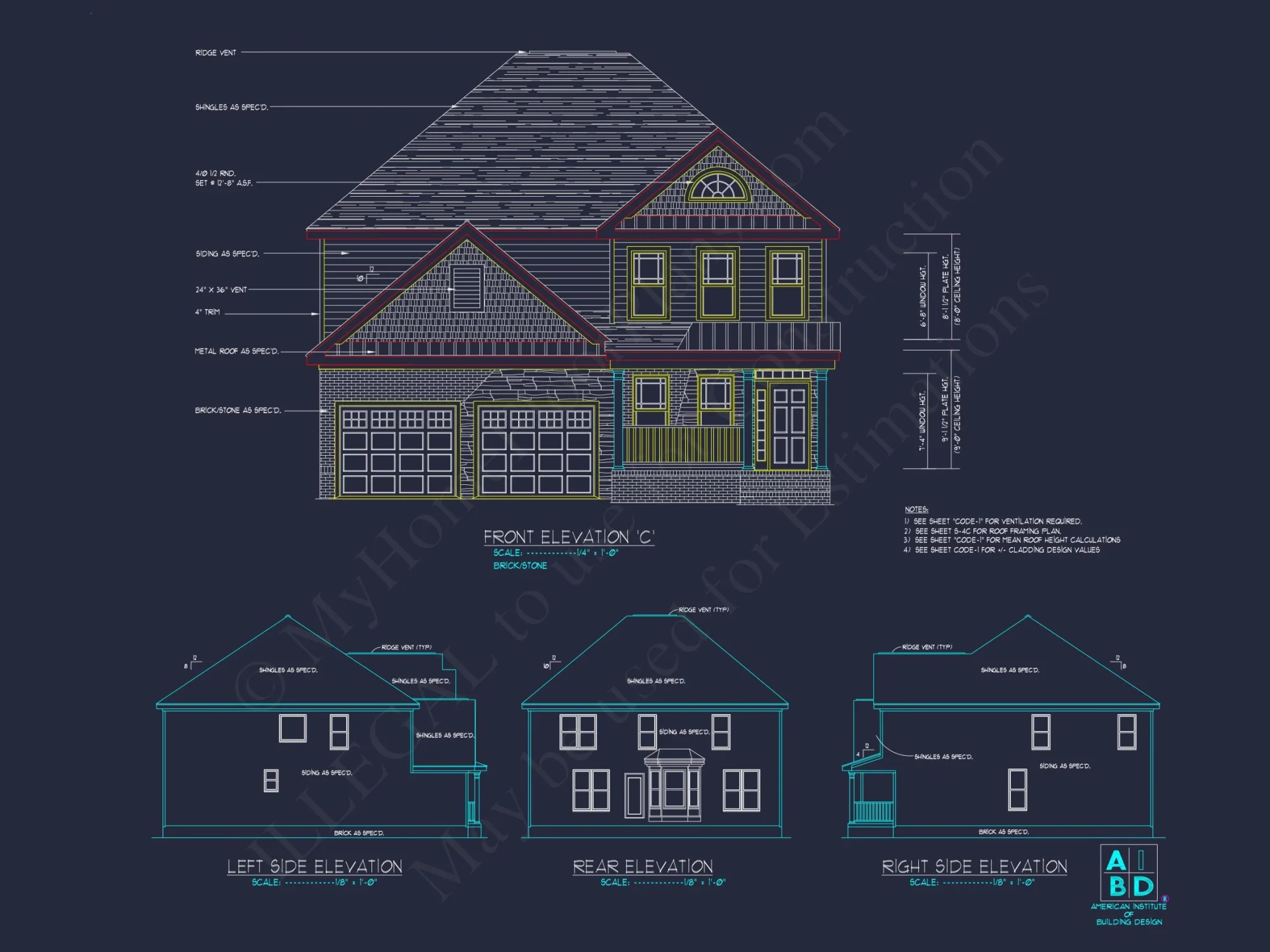 Modern Craftsman house Plan: CAD Blueprint for 2-Story Design