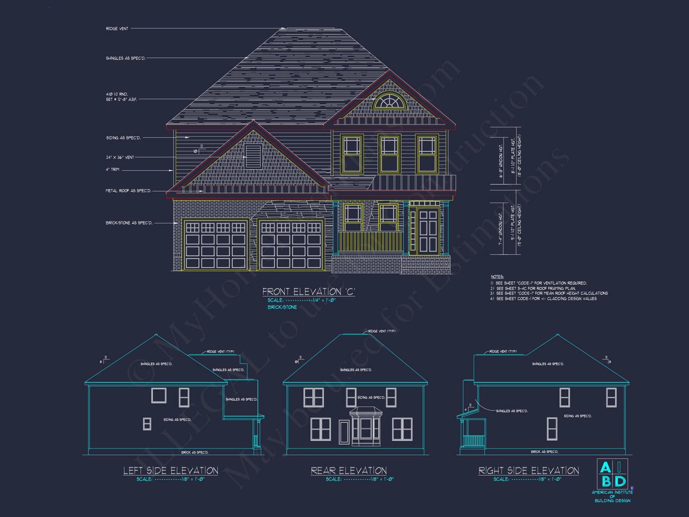 Modern Craftsman house Plan: CAD Blueprint for 2-Story Design