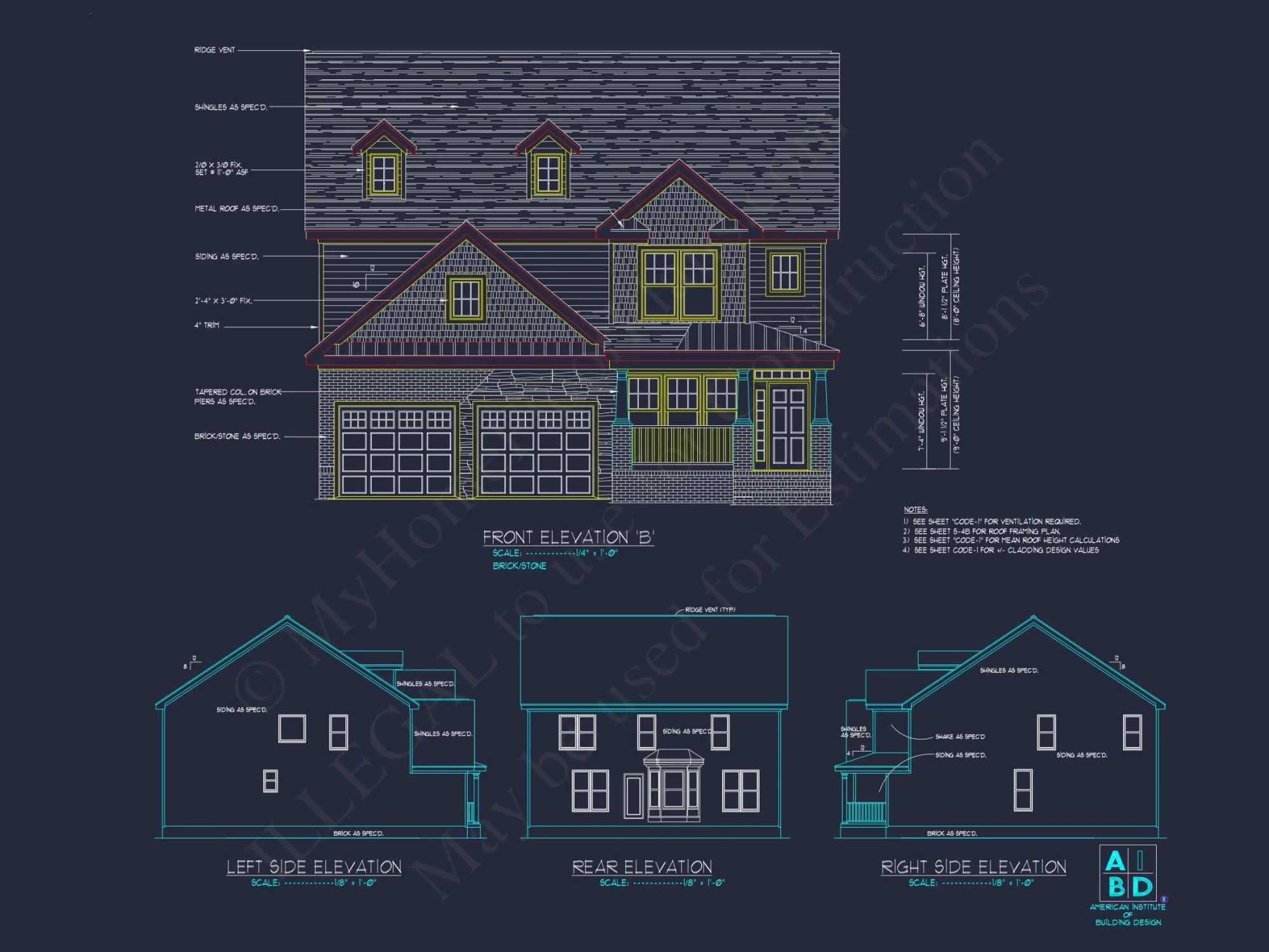 Modern Craftsman house Plan: CAD Blueprint for 2-Story Design