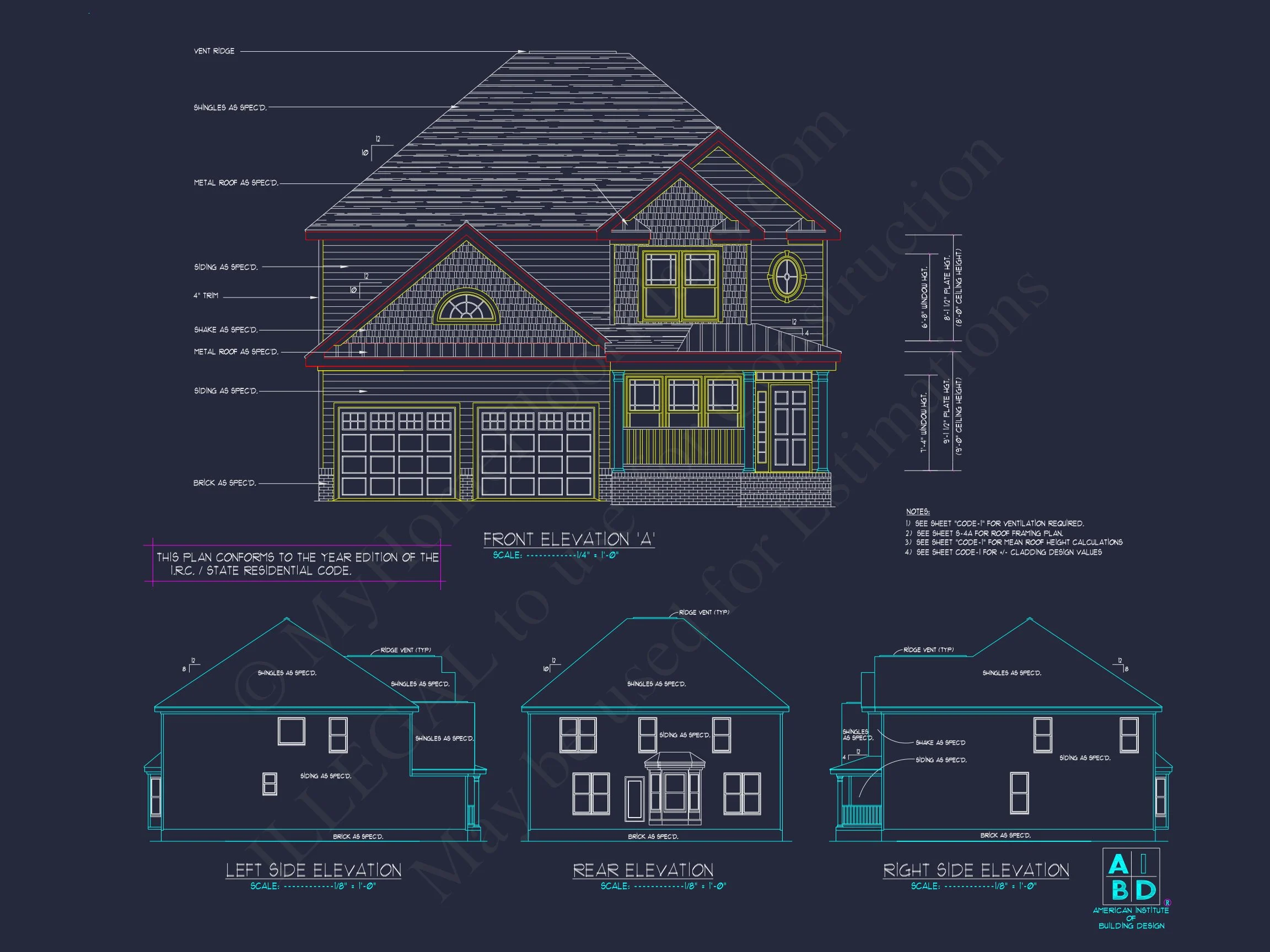 Modern Craftsman house Plan: CAD Blueprint for 2-Story Design