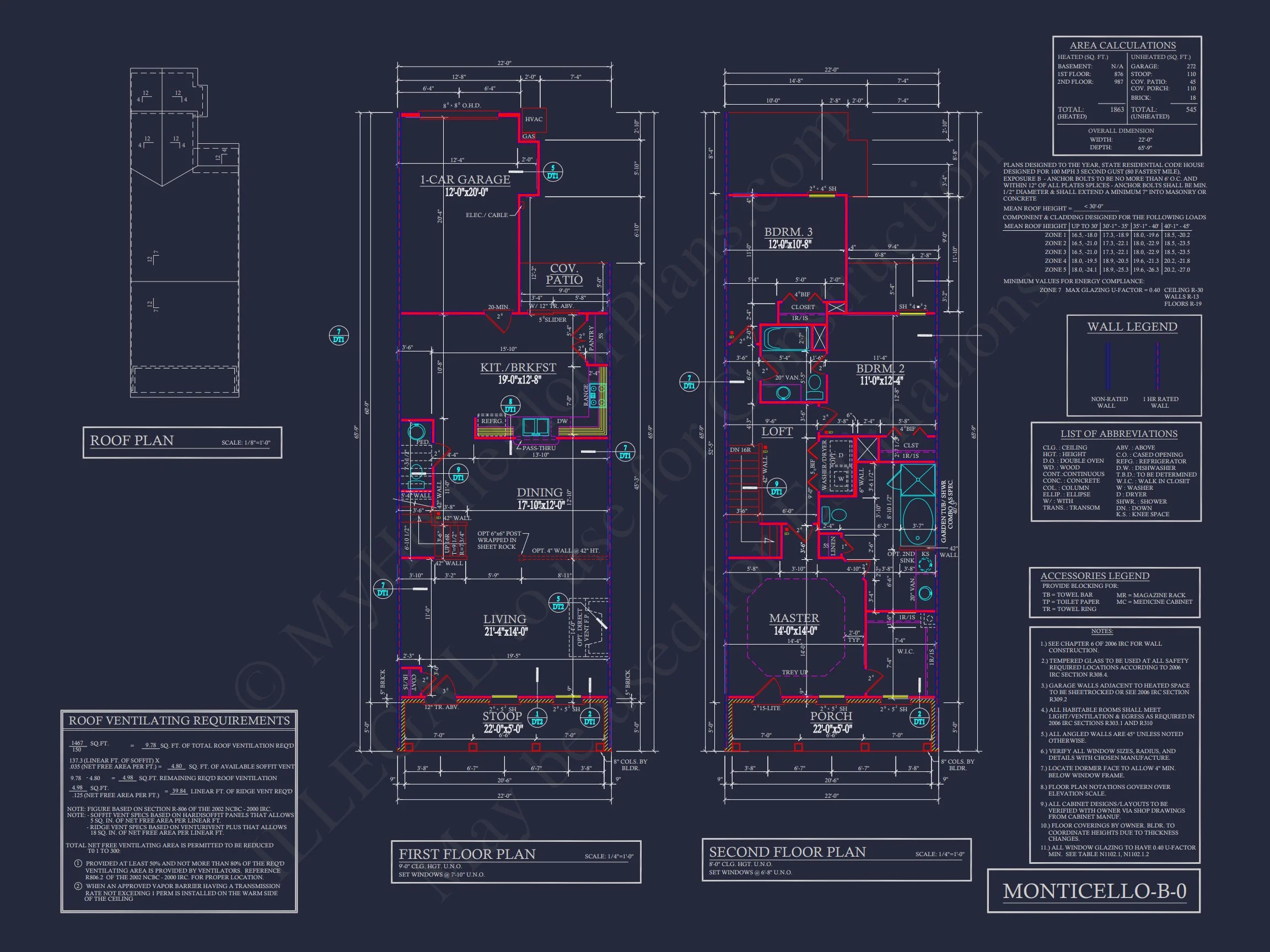 8-1609 HOUSE PLAN - Traditional Colonial Home Plan - 3-Bed, 2.5-Bath, 1,900 SF 11 Floor Plan, CAD & Design