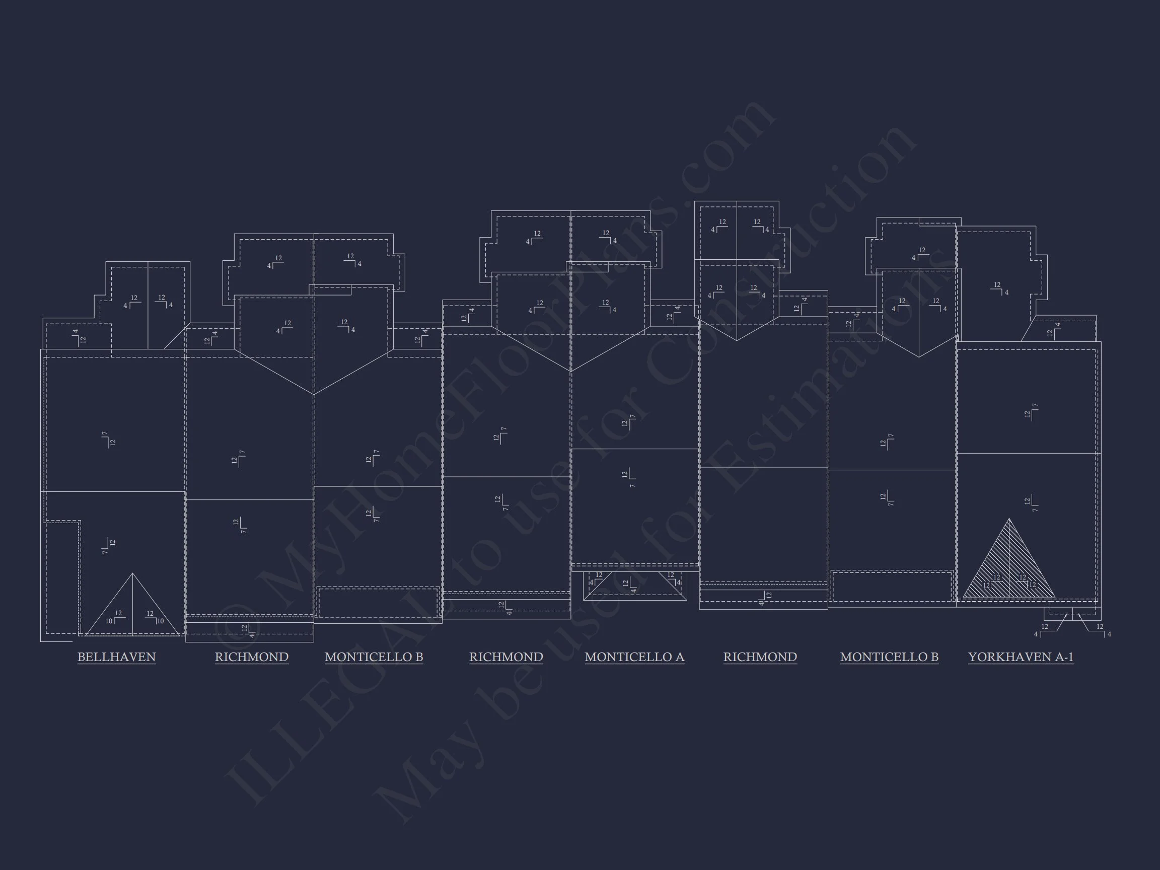 8-1609 HOUSE PLAN - Traditional Colonial Home Plan - 3-Bed, 2.5-Bath, 1,900 SF 7 Floor Plan, CAD & Design