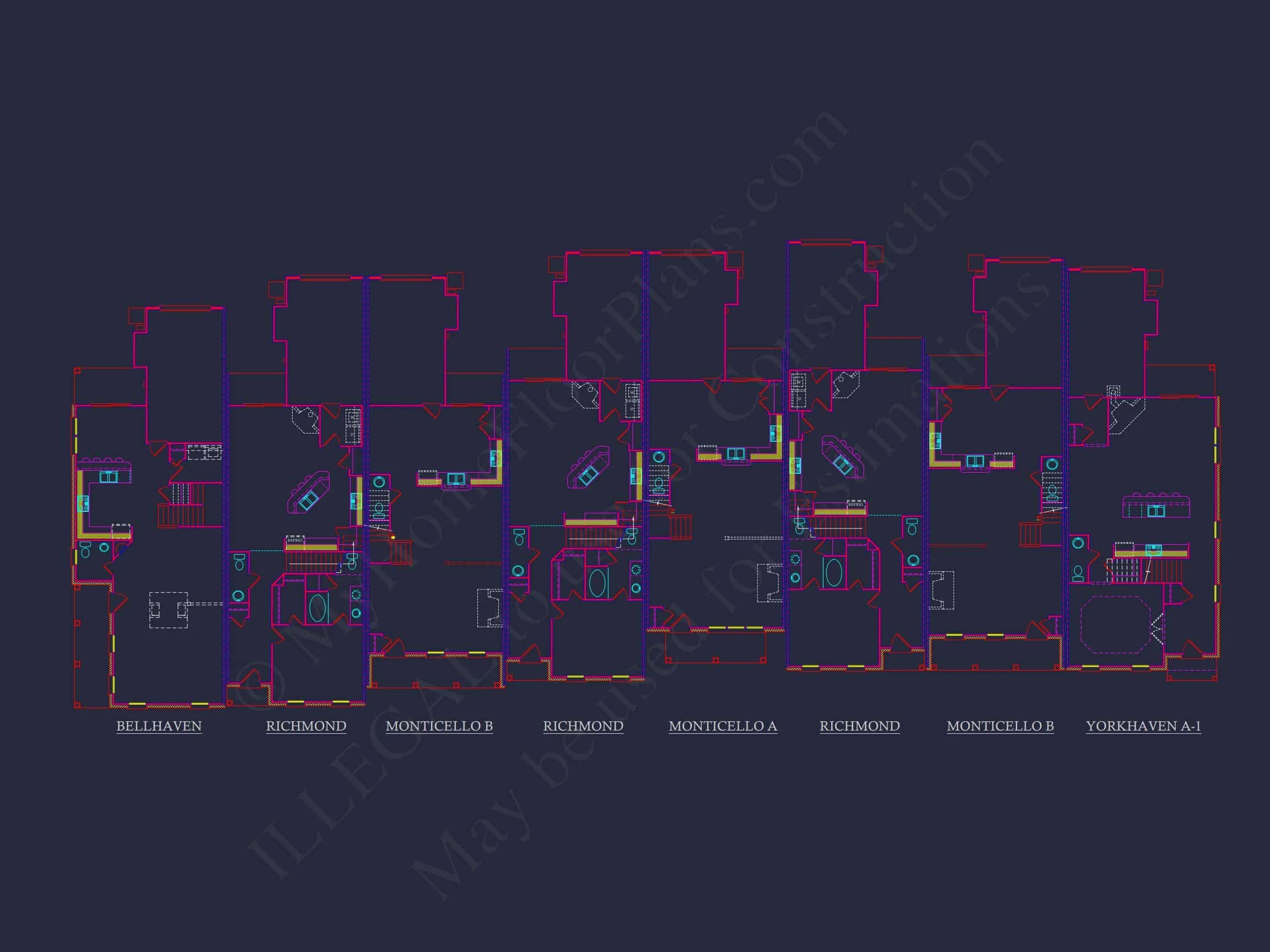 8-1609 HOUSE PLAN - Traditional Colonial Home Plan - 3-Bed, 2.5-Bath, 1,900 SF 6 Charming Colonial Revival Townhome