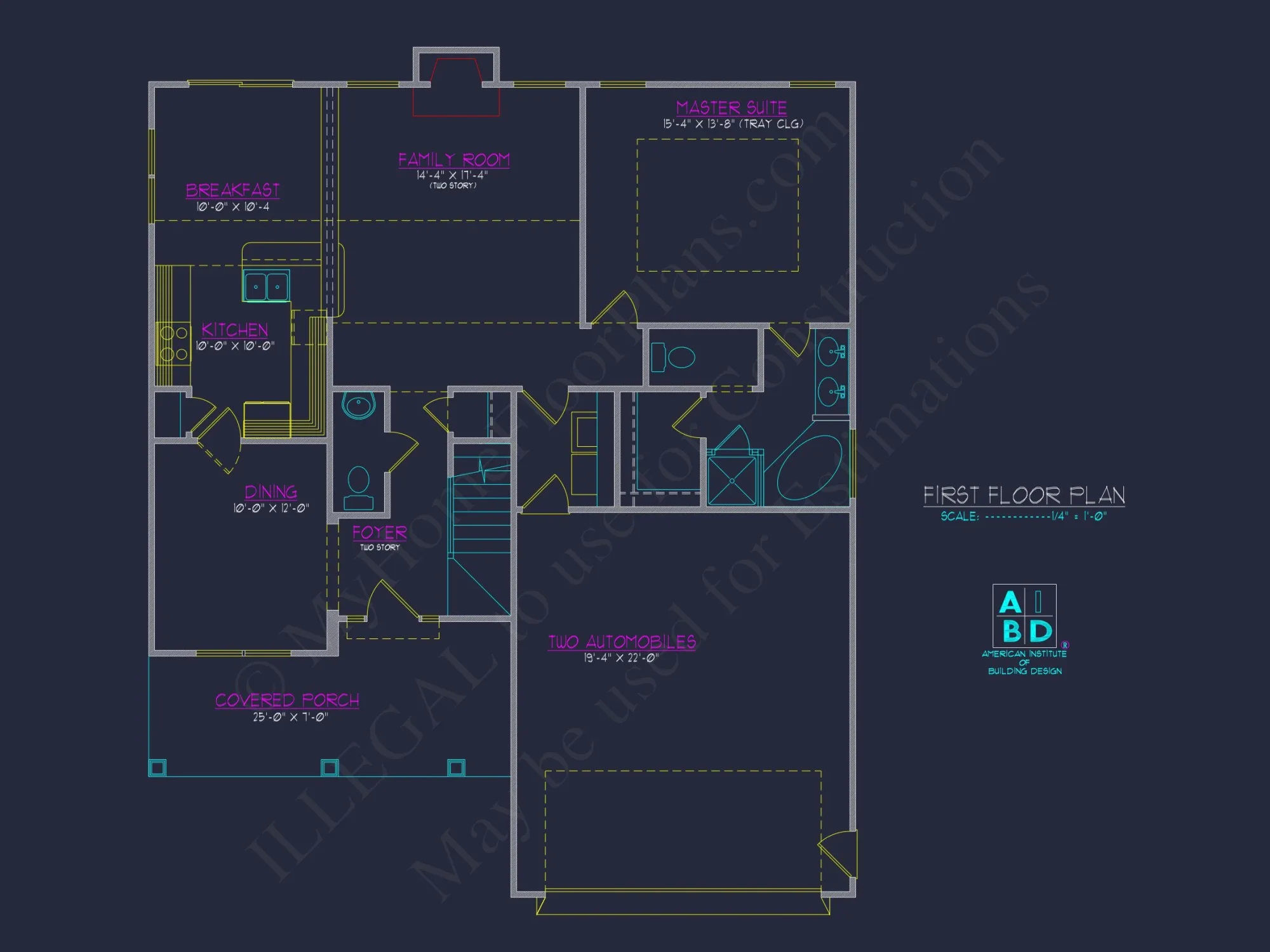 Modern house Plan: Detailed Floor Plan & CAD Blueprint Designs