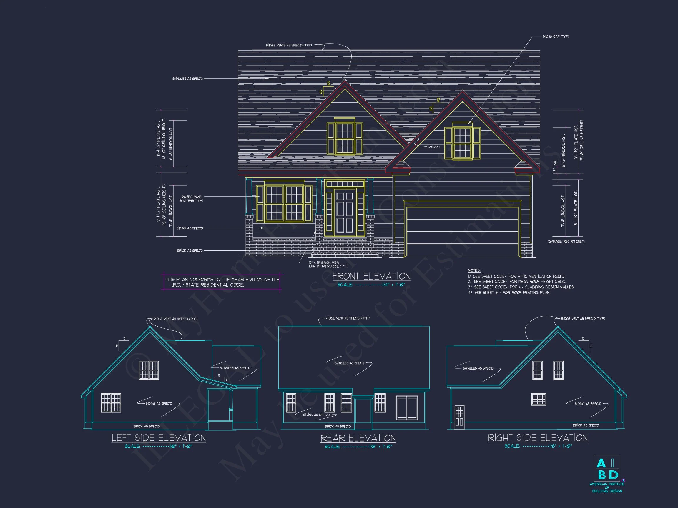 8-1598 HOUSE PLAN -Cape Cod House Plan - 3-Bed, 2.5-Bath, 2,050 SF 2 Modern house Plan: Detailed Floor Plan & CAD Blueprint Designs